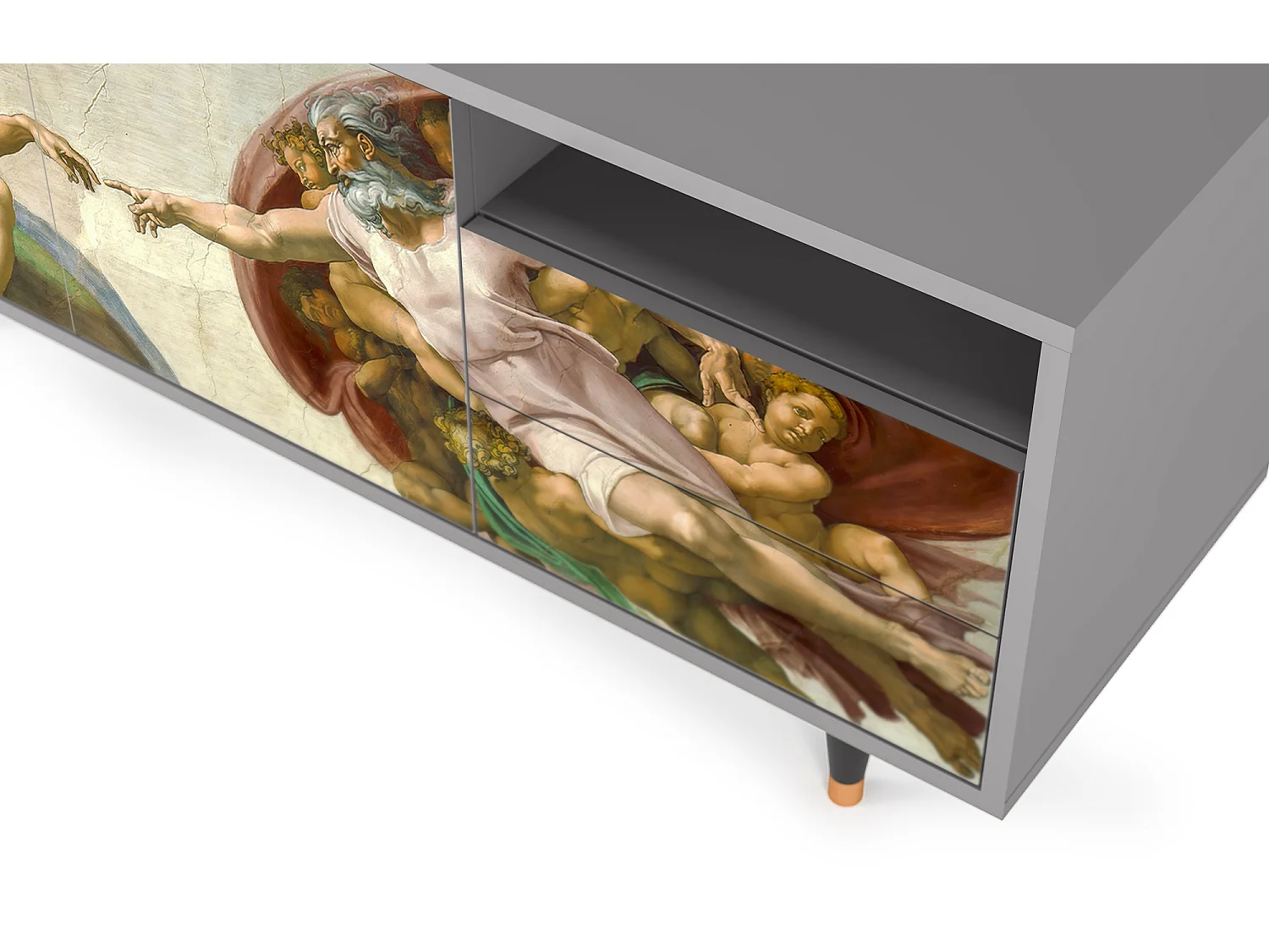Szafka RTV - 125х56х41 cm - T7 - The Creation of Adam, Szary
