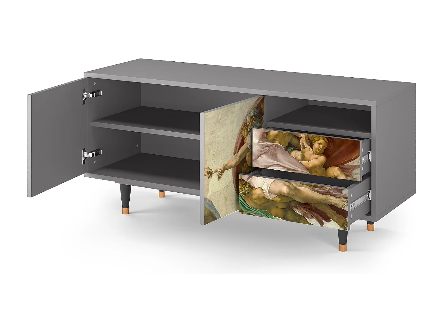 Szafka RTV - 125х56х41 cm - T7 - The Creation of Adam, Szary