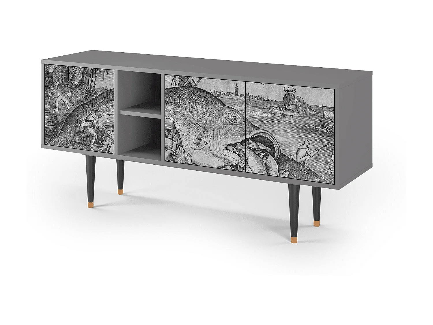 Meuble TV - 150х69х41 cm - T5 - Big Fish Eat Little, Gris