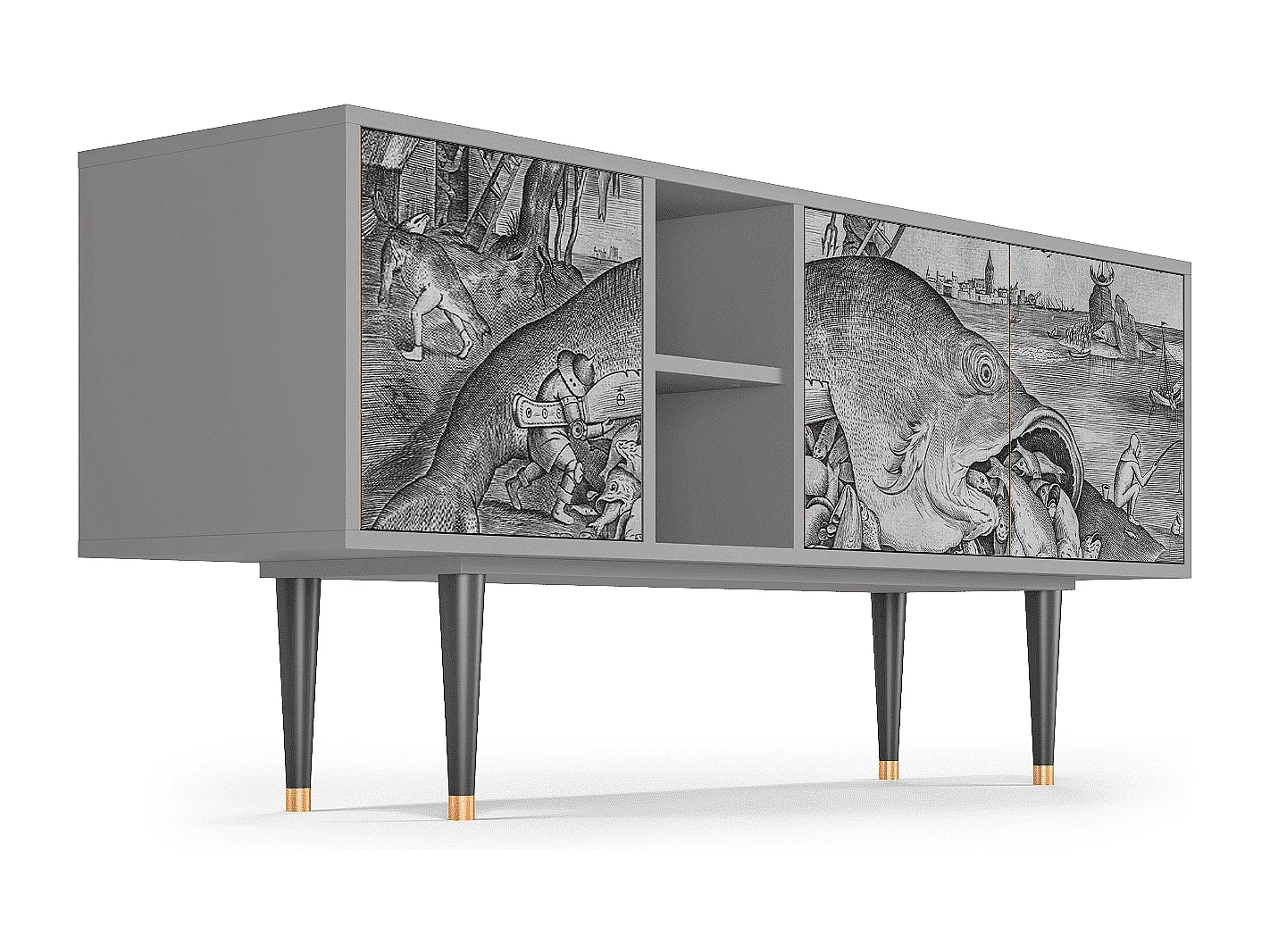 Meuble TV - 150х69х41 cm - T5 - Big Fish Eat Little, Gris