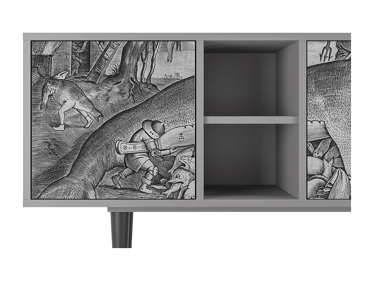 Meuble TV - 150х69х41 cm - T5 - Big Fish Eat Little, Gris