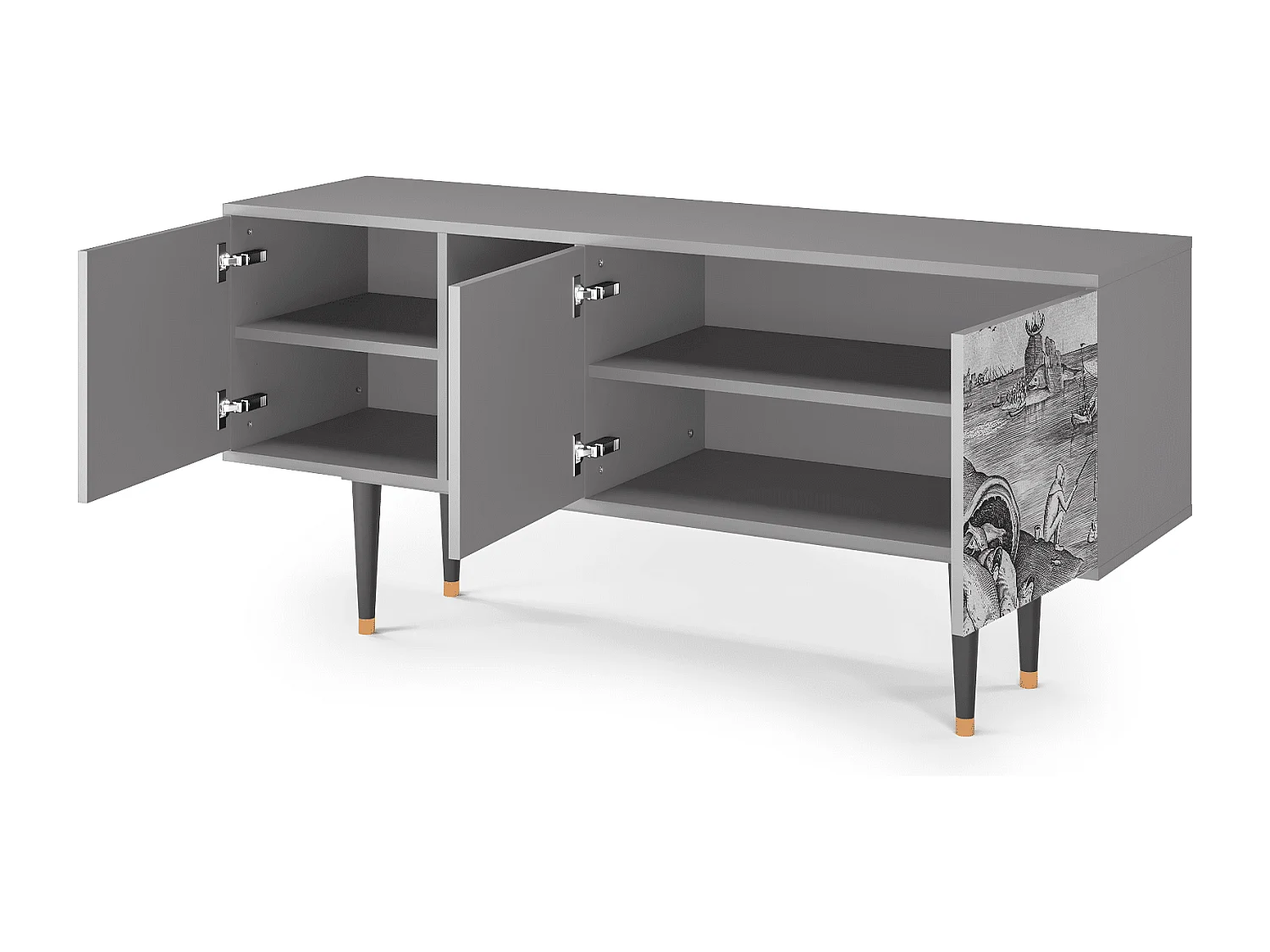 Meuble TV - 150х69х41 cm - T5 - Big Fish Eat Little, Gris