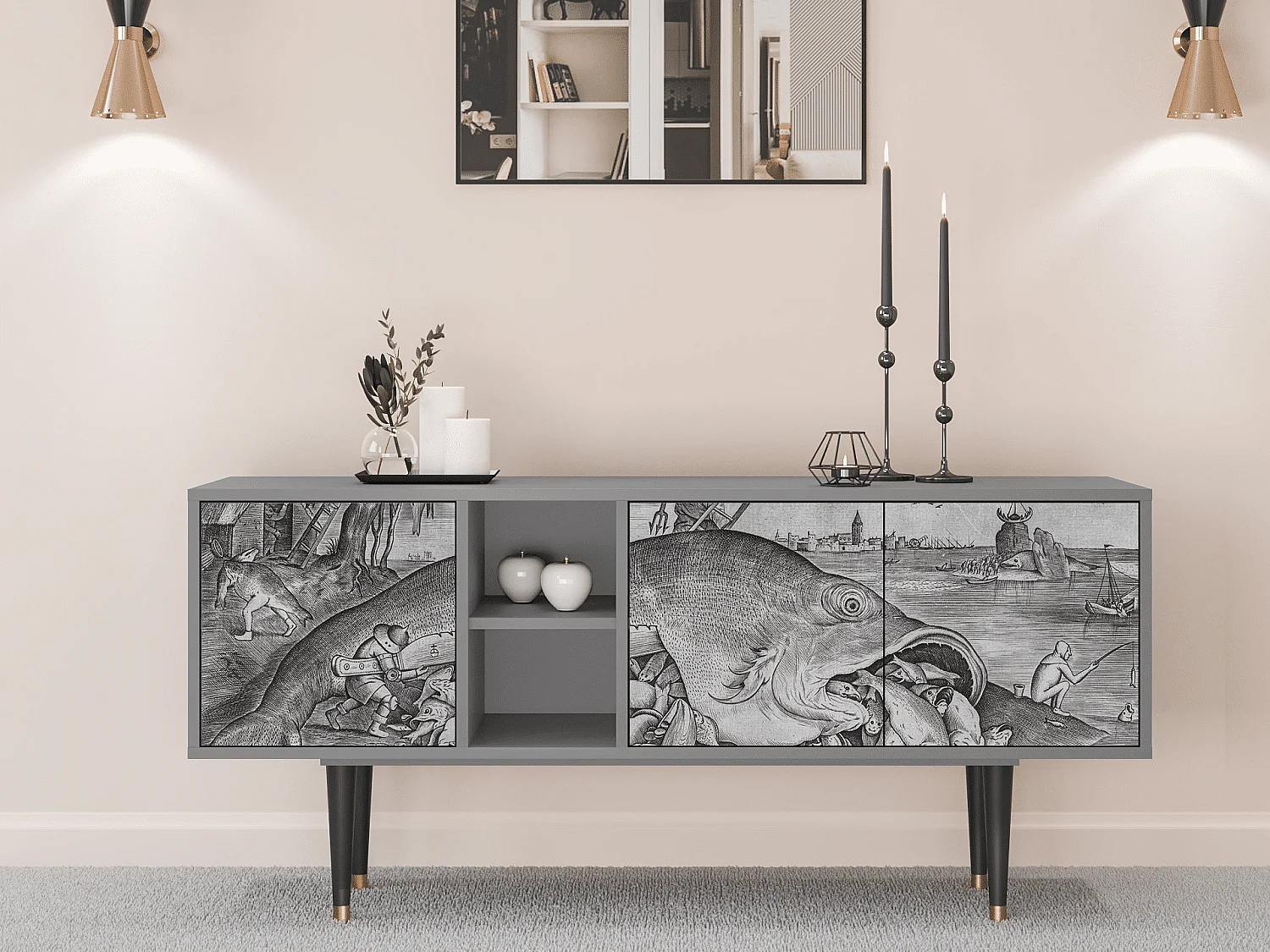 TV-Möbel - 150х69х41 cm - T5 - Big Fish Eat Little, Grau