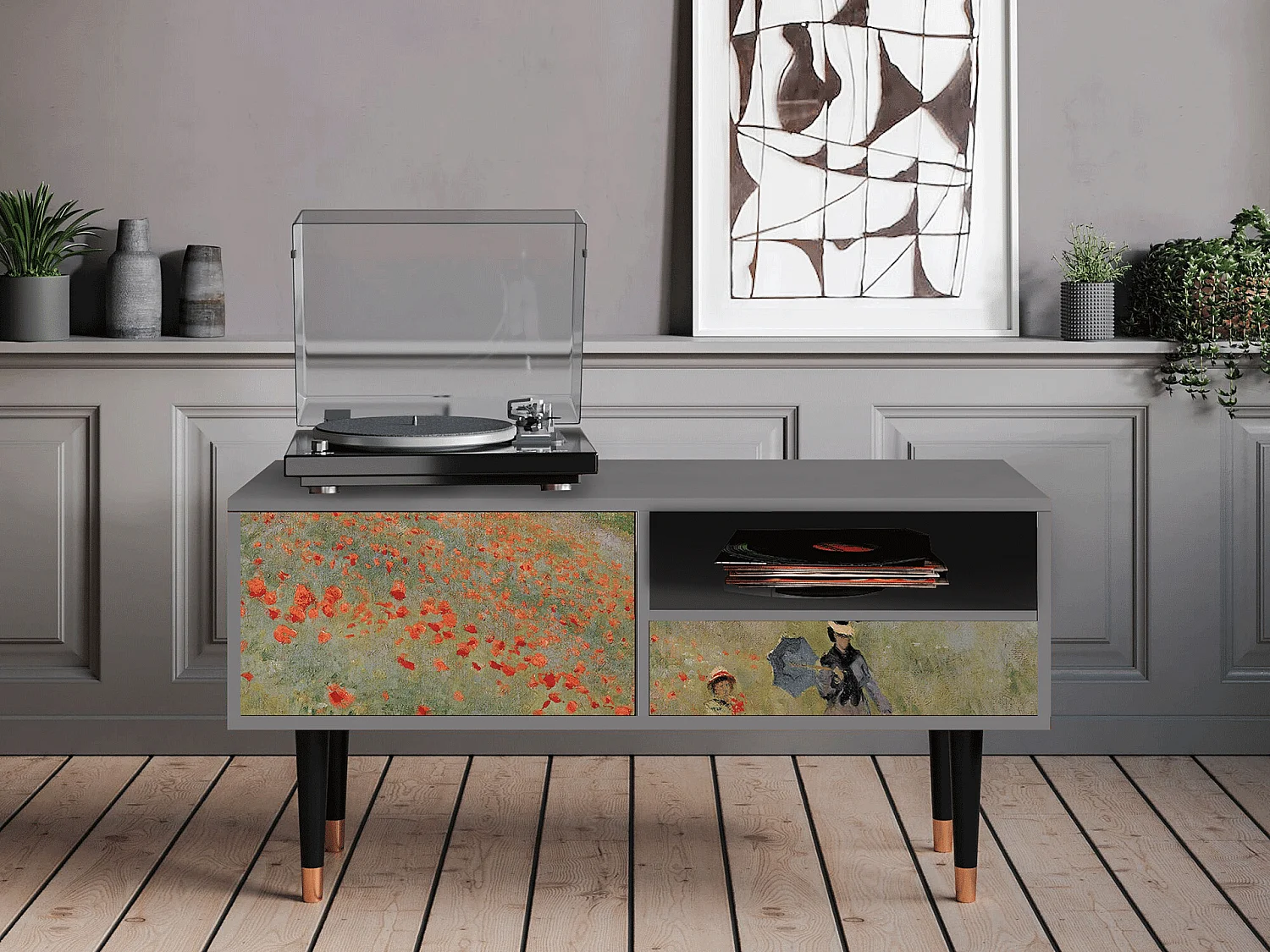 Mueble de TV - 115х59х48 cm - T3 - The Poppy Field   , Gris