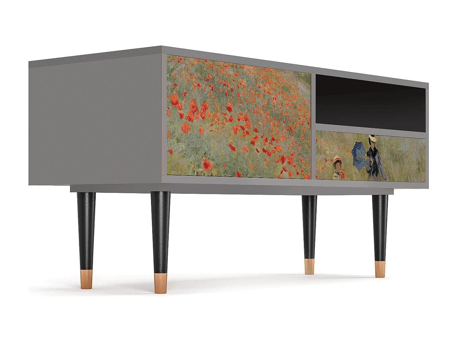 TV-meubel - 115х59х48 cm - T3 - The Poppy Field   , Grijs