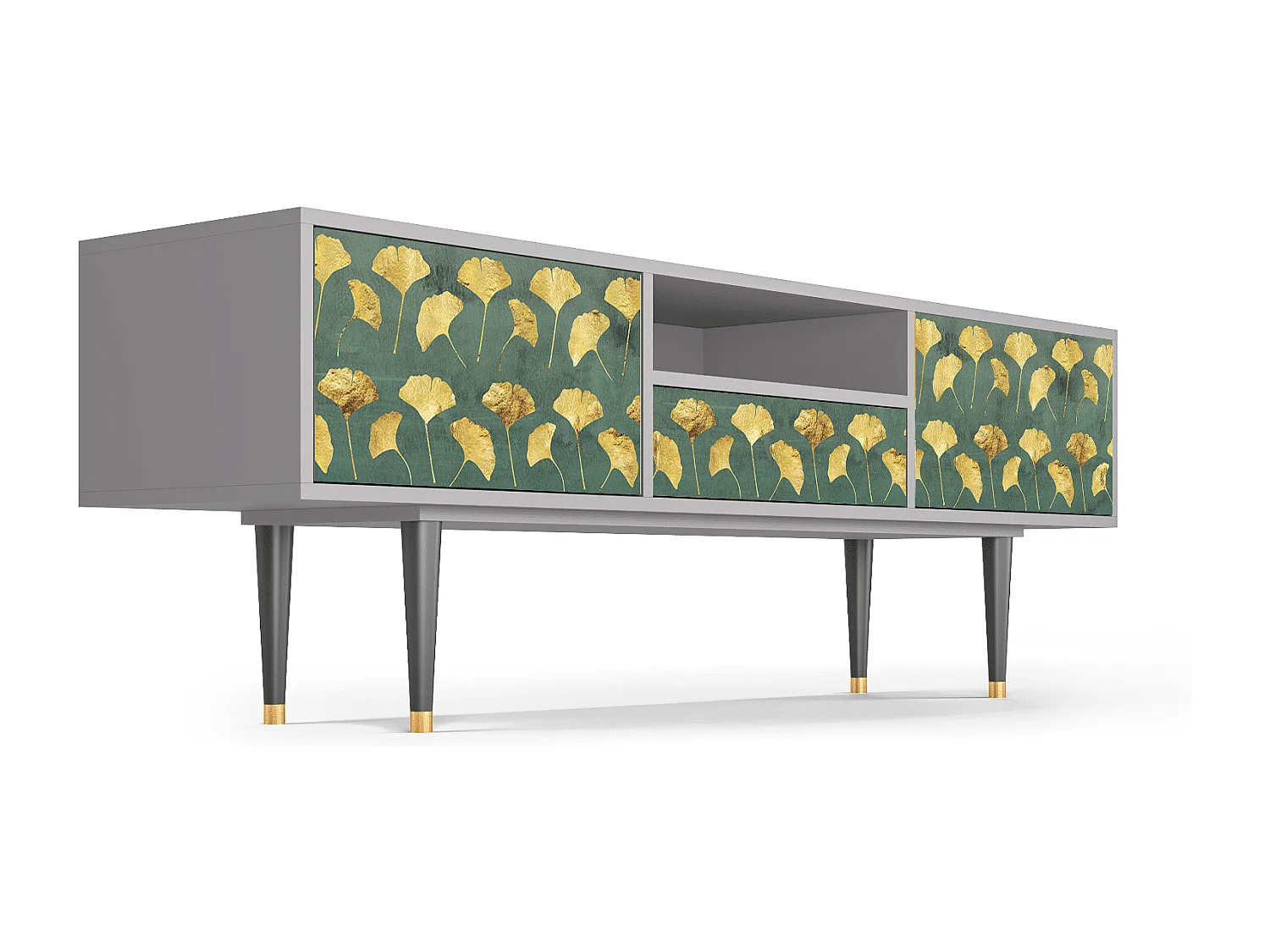 Szafka RTV - 170х59х41 cm - T6 - Gingko leaves, Szary