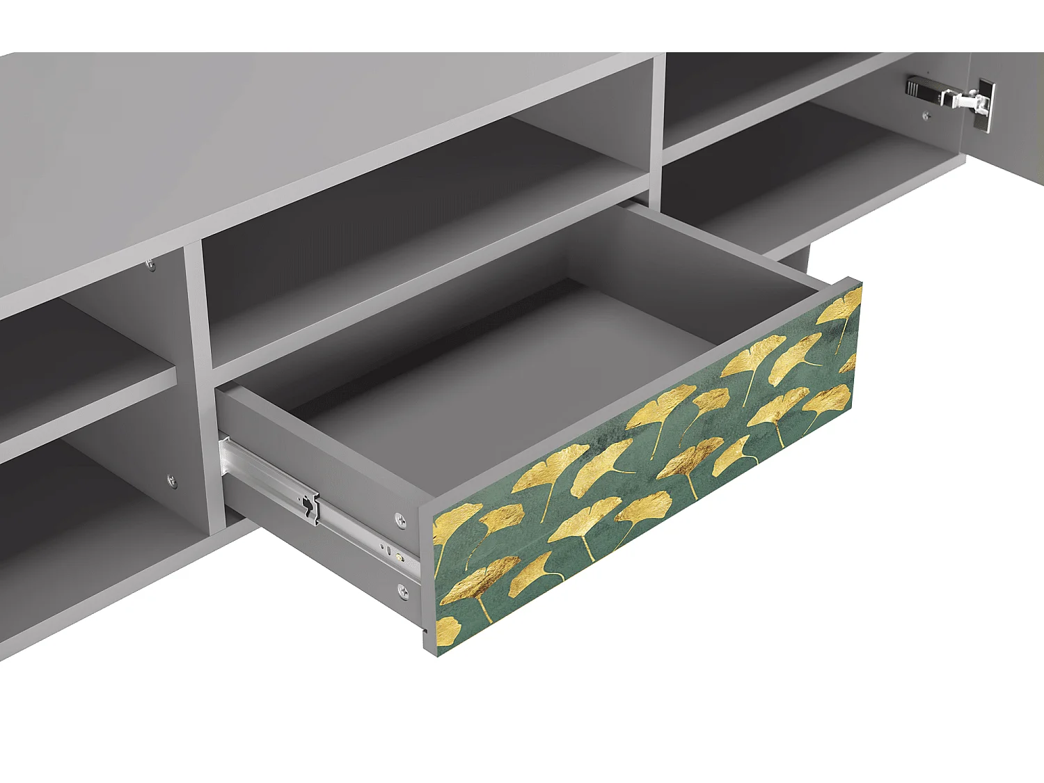 Szafka RTV - 170х59х41 cm - T6 - Gingko leaves, Szary