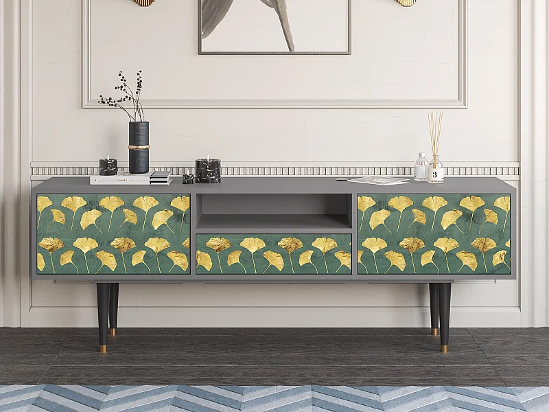 Szafka RTV - 170х59х41 cm - T6 - Gingko leaves, Szary