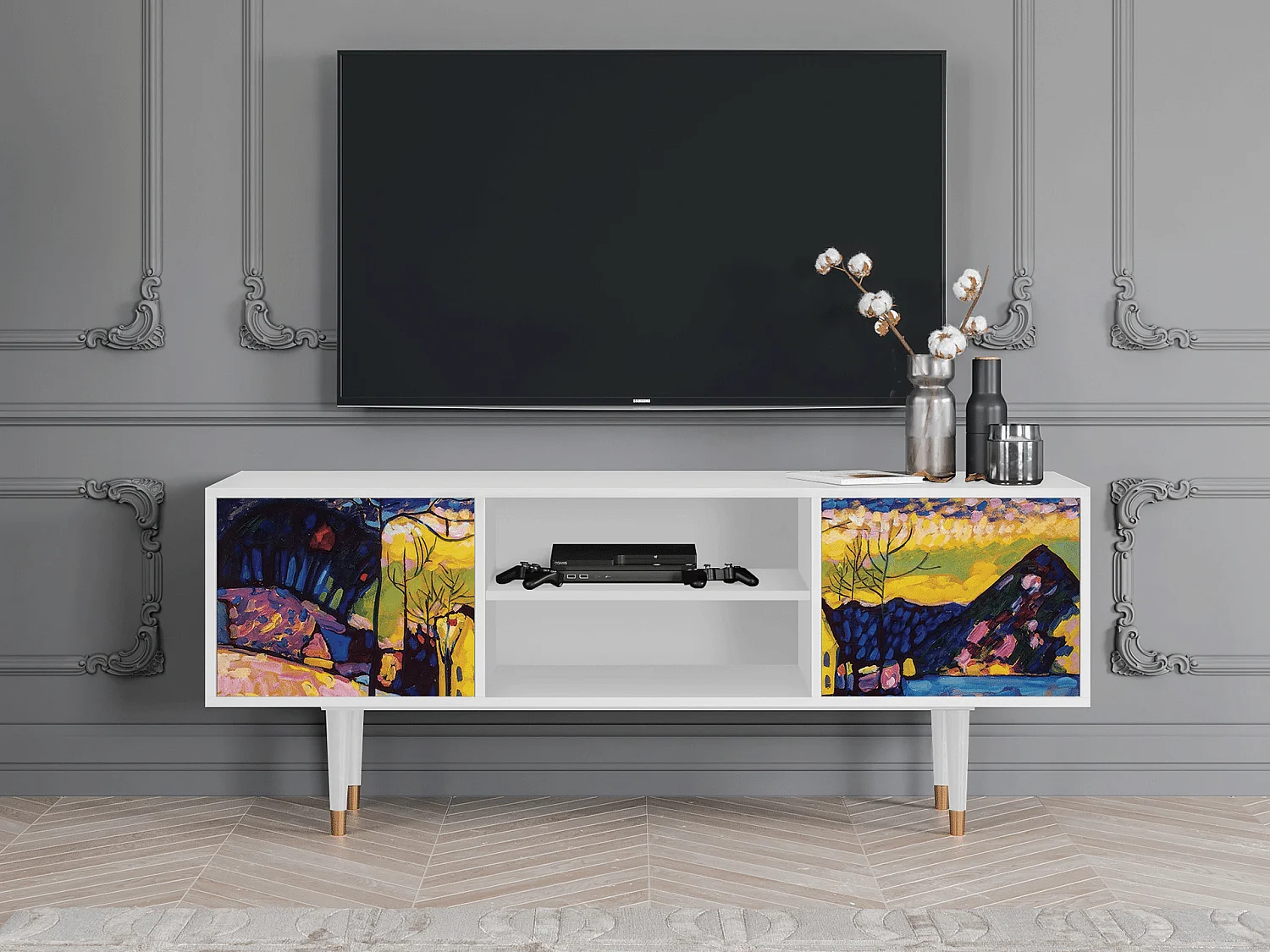 TV-Möbel - 170х69х48 cm - T2 - Winter Landscape, Weiß