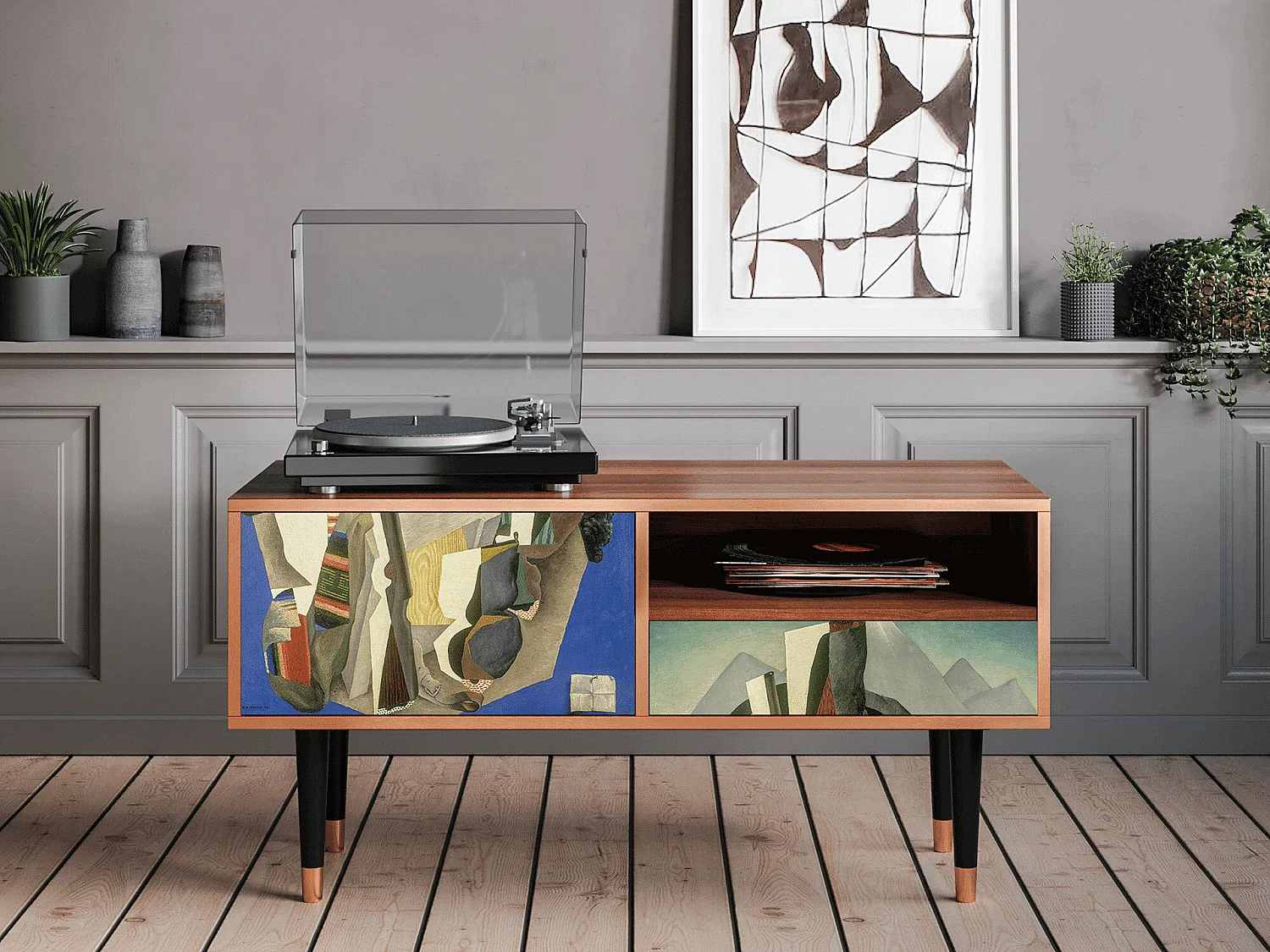 TV-Möbel - 115х59х48 cm - T3 - The Cubist Paintings , Walnuss