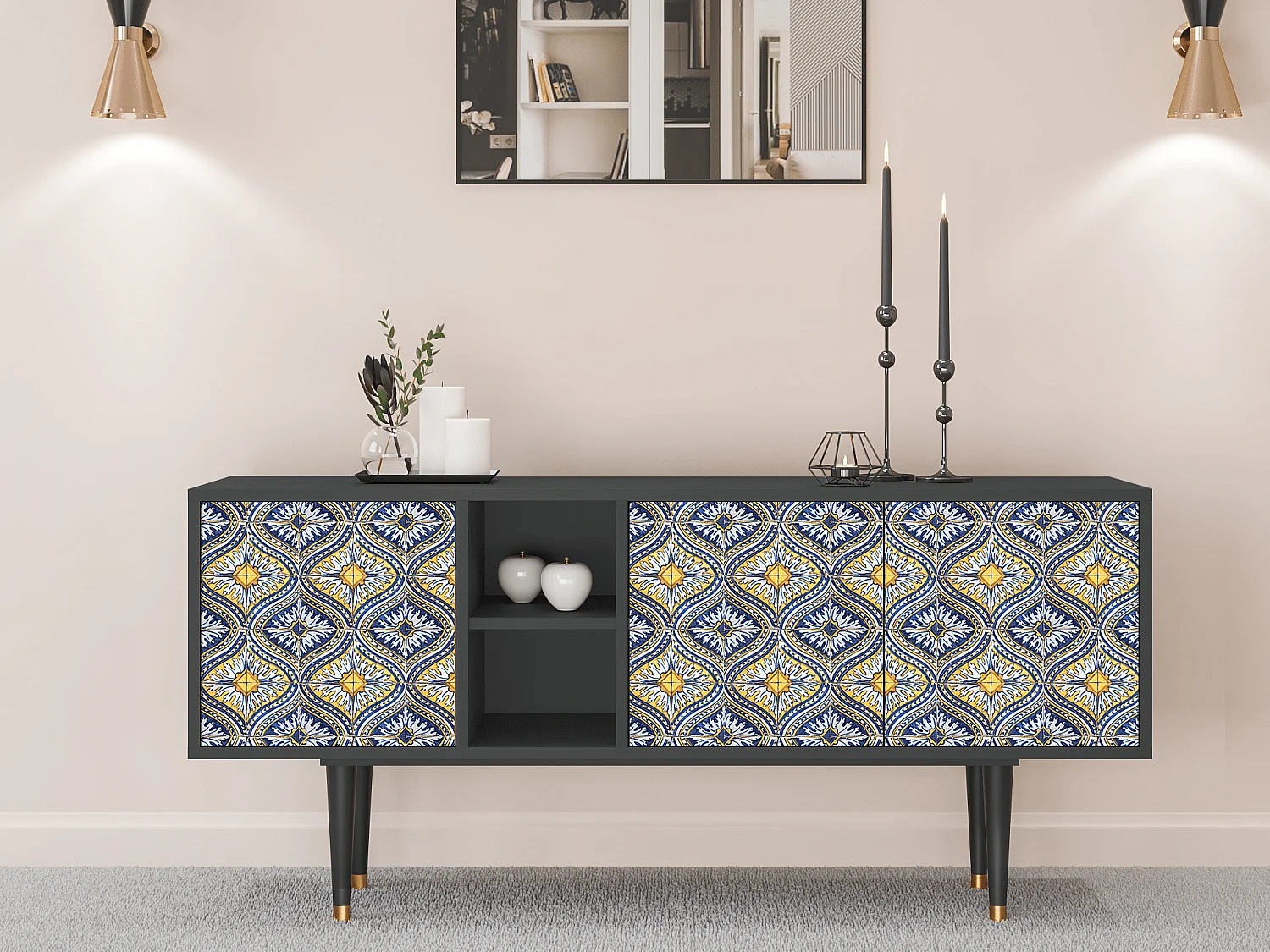 TV-meubel - 150х69х41 cm - T5 - Illusory Pattern, Antraciet