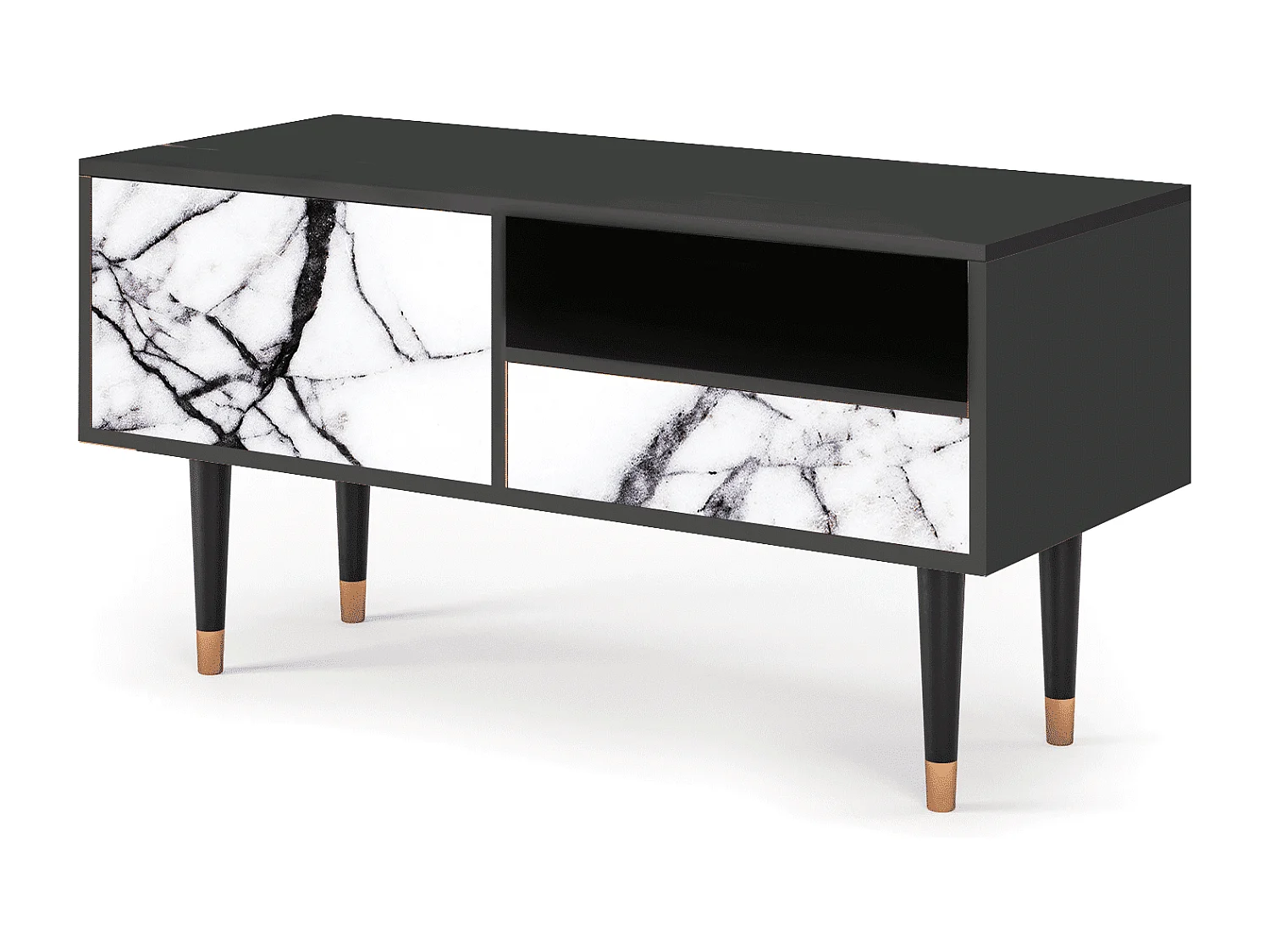 Szafka RTV - 115х59х48 cm - T3 - Raven Marble, Antracyt