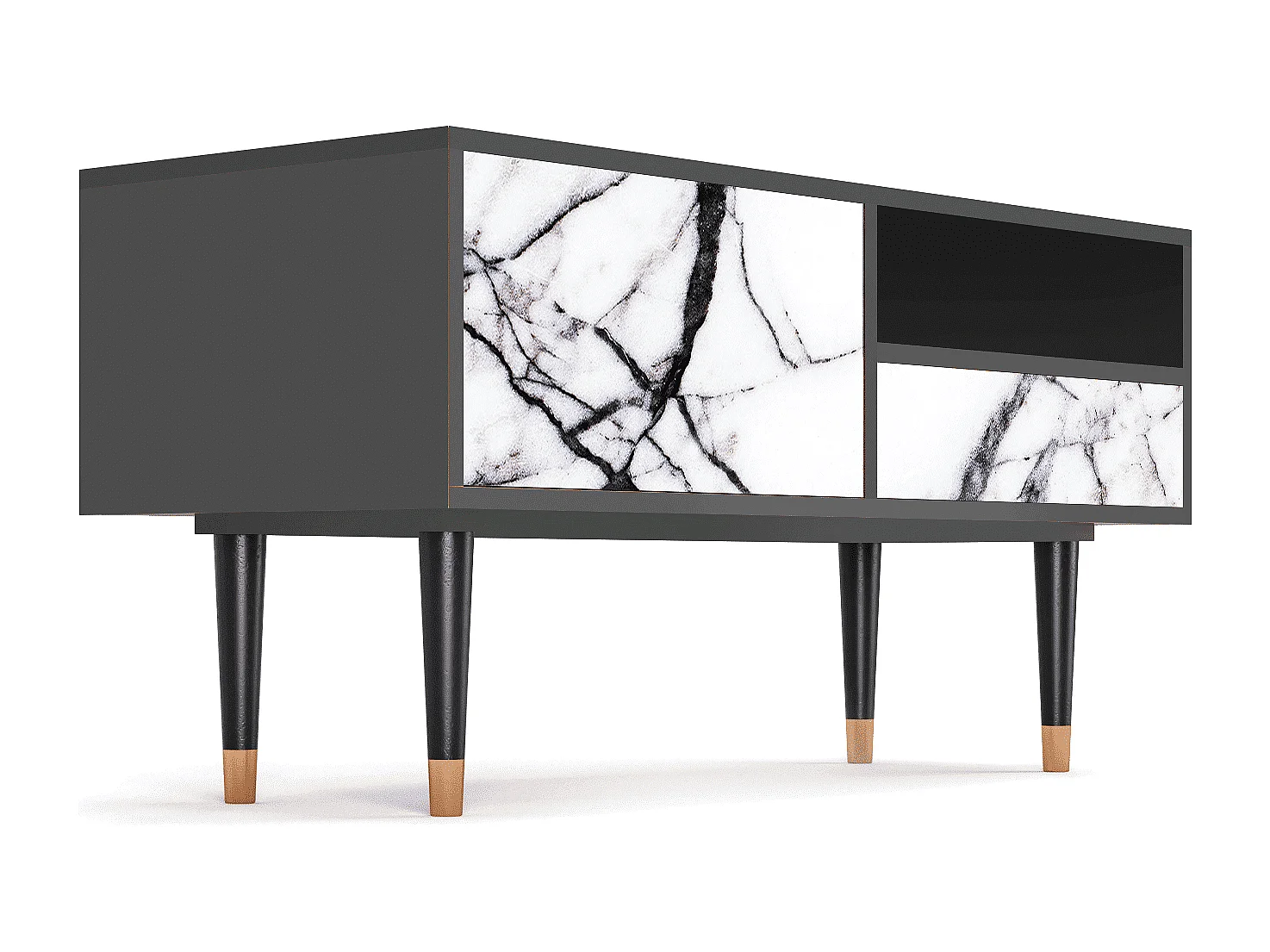 Szafka RTV - 115х59х48 cm - T3 - Raven Marble, Antracyt
