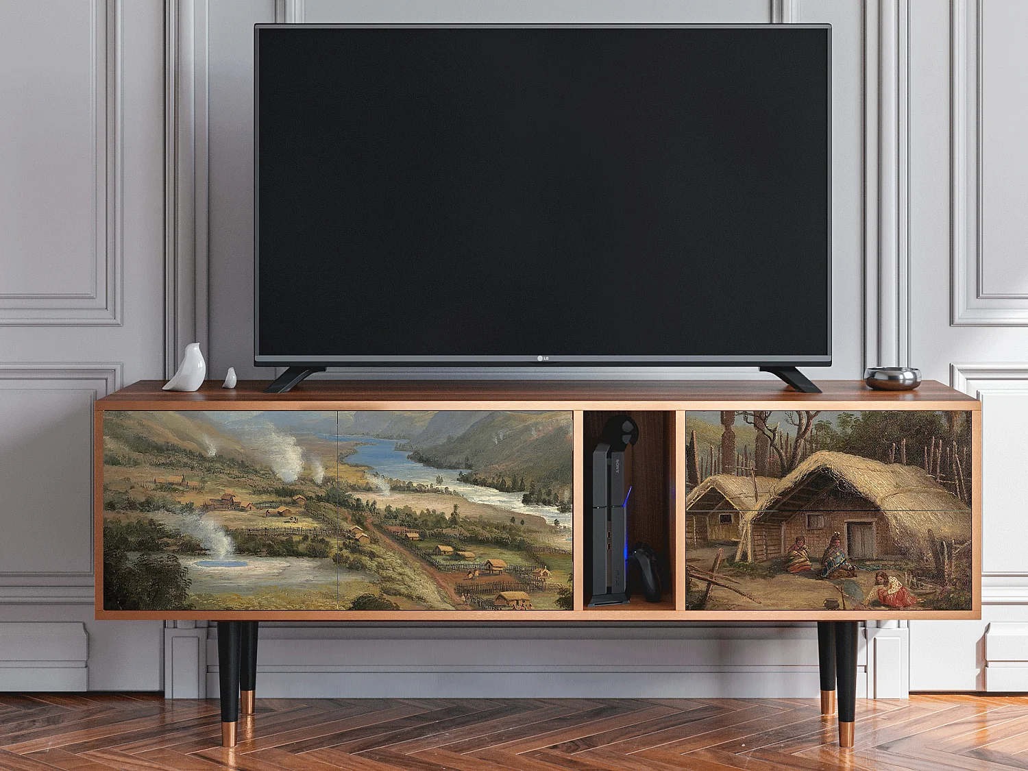 Meuble TV - 170х69х48 cm - T1 - View Across the Plains , Noyer
