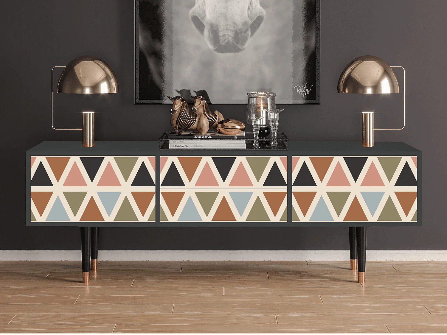 TV-Möbel - 170х59х48 cm - T4 - Royal Triangles, Anthrazit