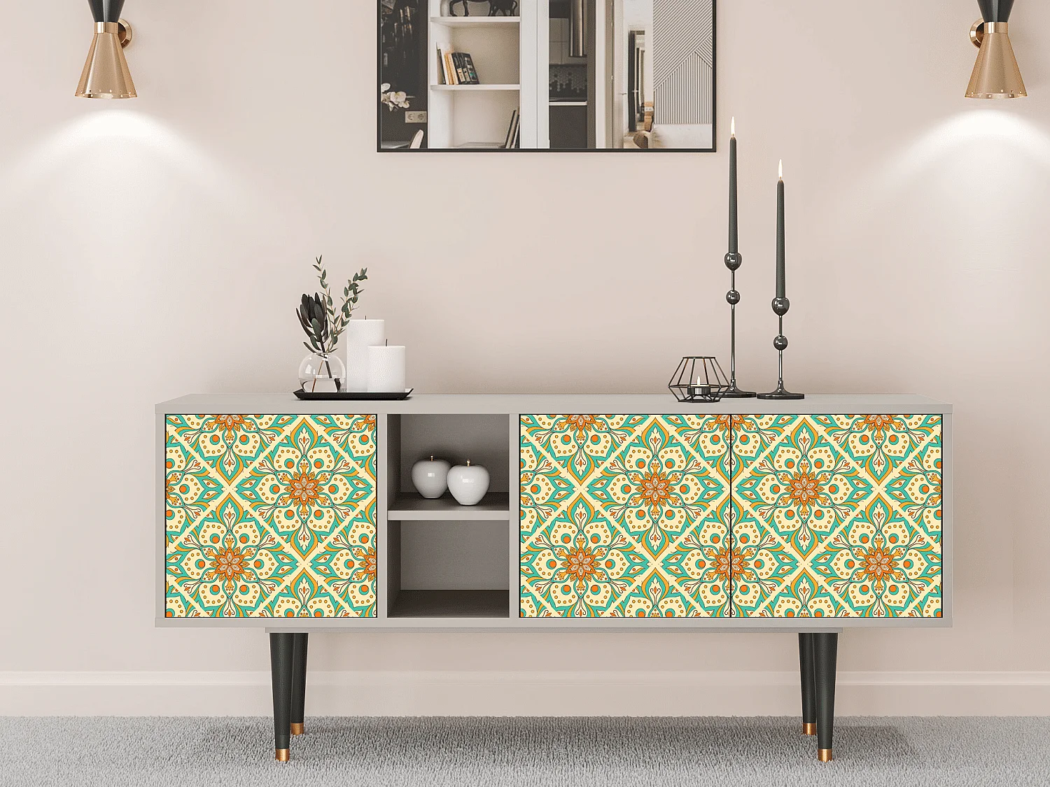 Mobile TV - 150х69х41 cm - T5 - Hindu Daisy, Sabbia