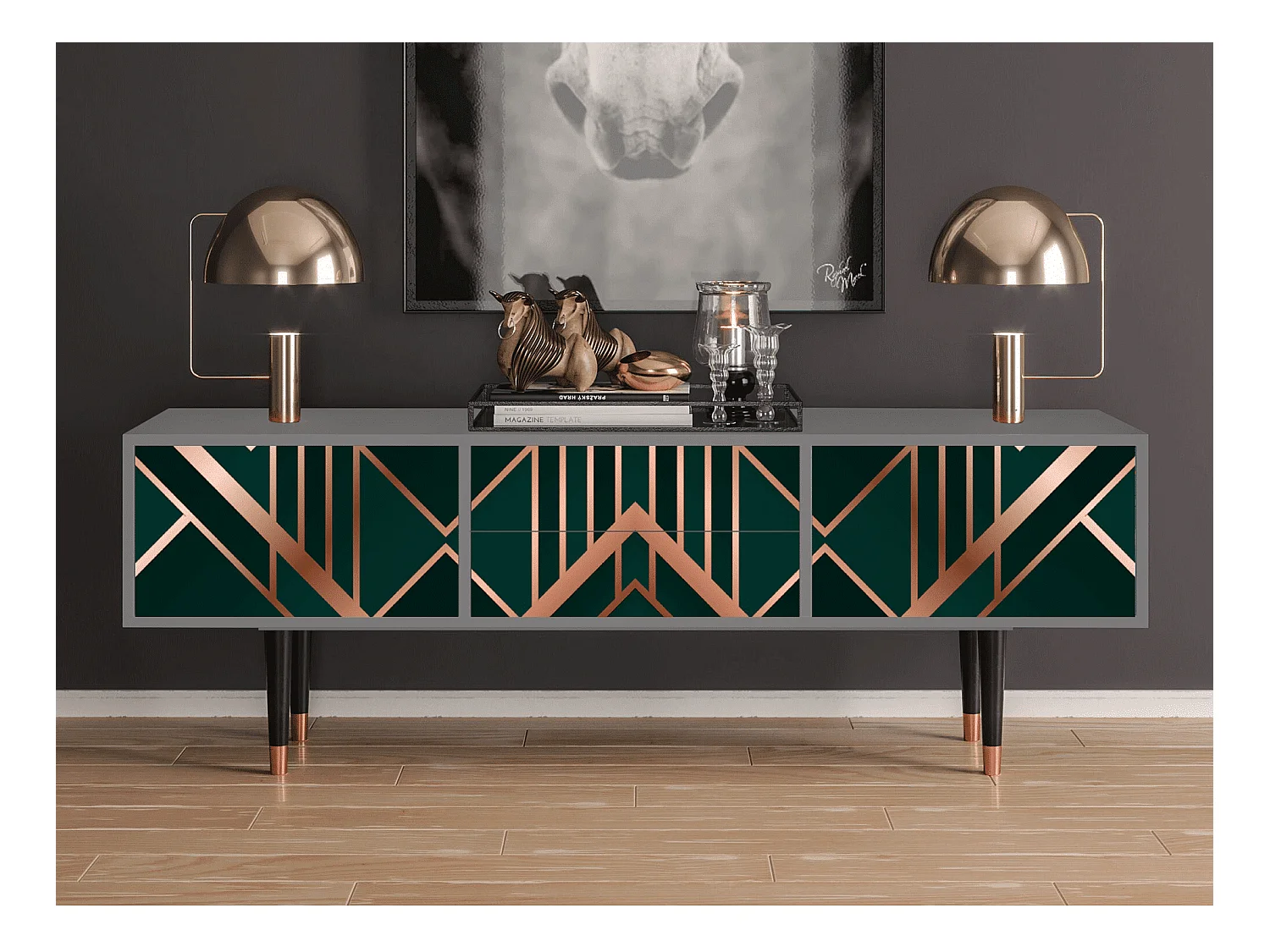 Meuble TV - 170х59х48 cm - T4 - Emerald Gatsby, Gris