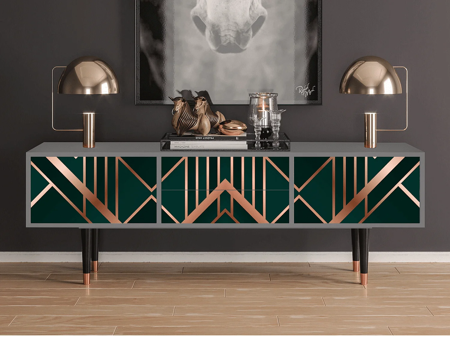 Meuble TV - 170х59х48 cm - T4 - Emerald Gatsby, Gris