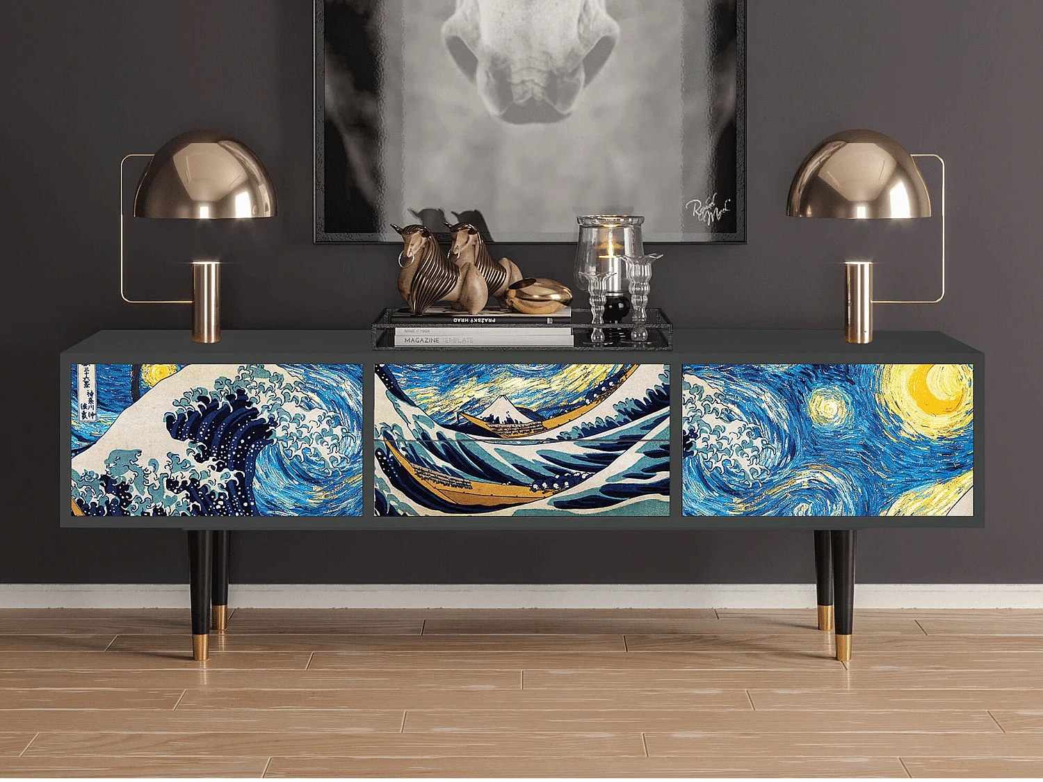 Mobile TV - 170х59х48 cm - T4 - Great Wave, Antracite