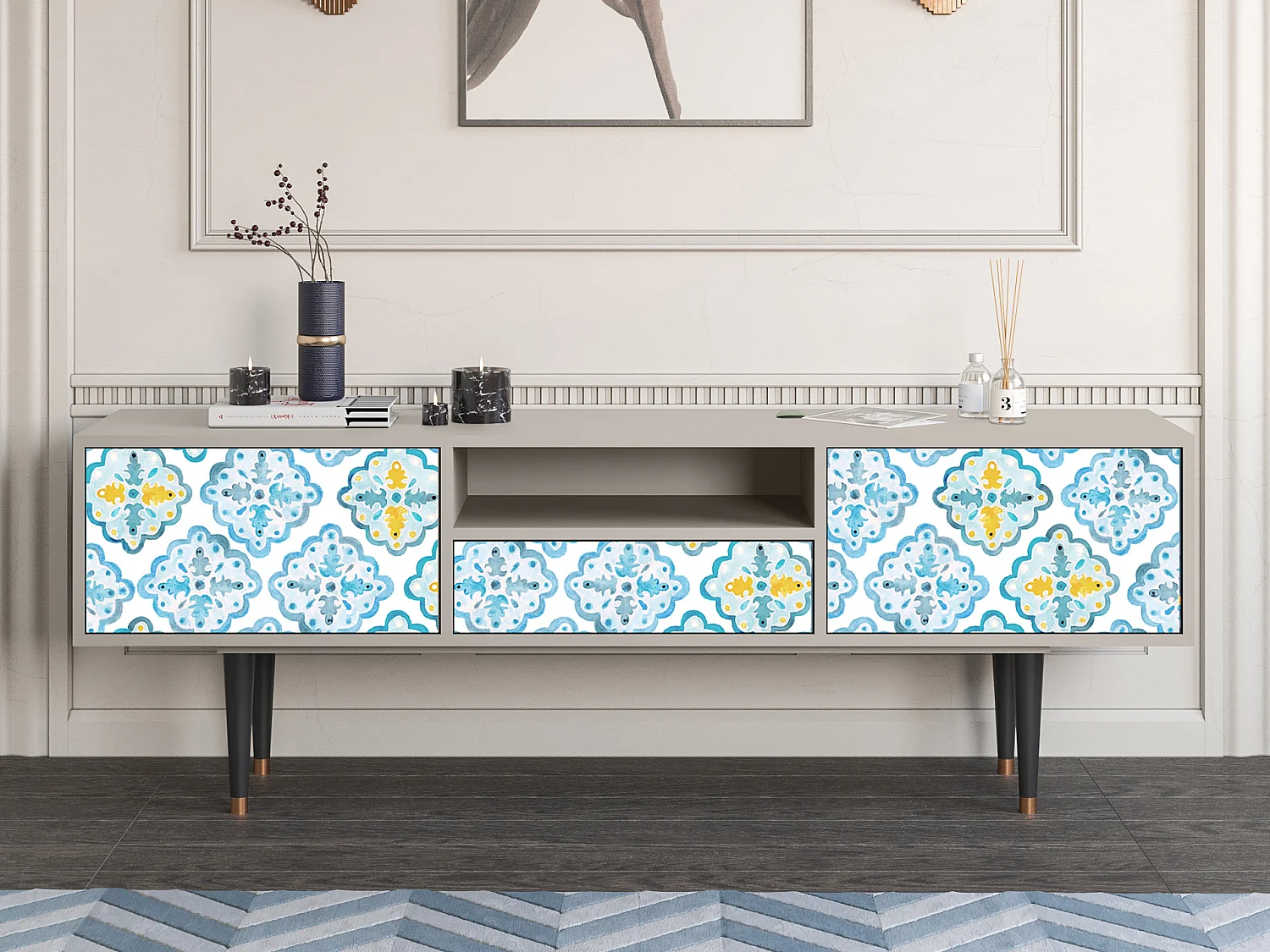 Mueble de TV - 170х59х41 cm - T6 - Portugese tiles, Arena