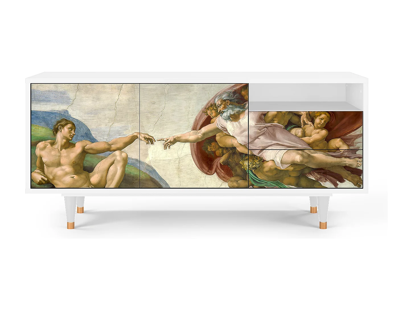 Szafka RTV - 125х56х41 cm - T7 - The Creation of Adam, Biały