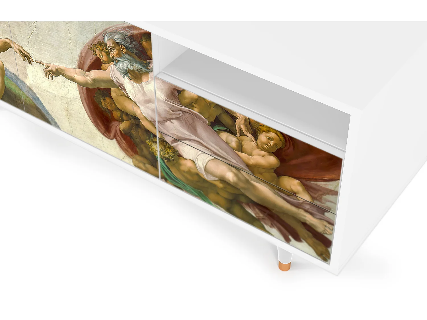 Szafka RTV - 125х56х41 cm - T7 - The Creation of Adam, Biały