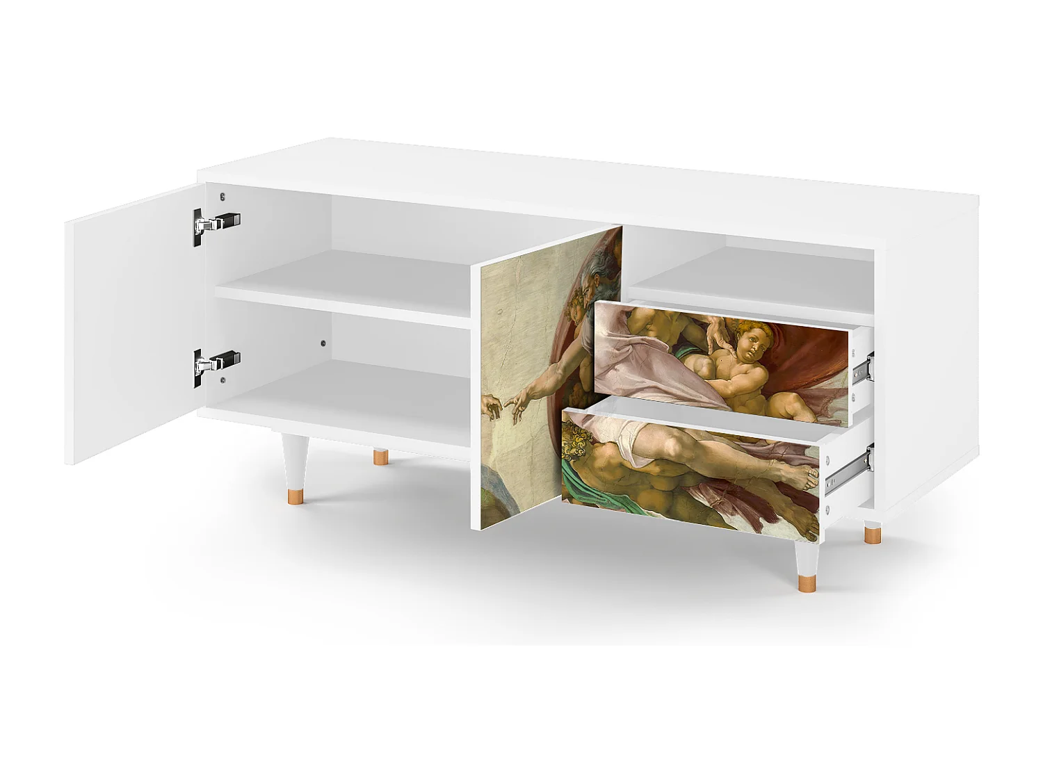 Szafka RTV - 125х56х41 cm - T7 - The Creation of Adam, Biały