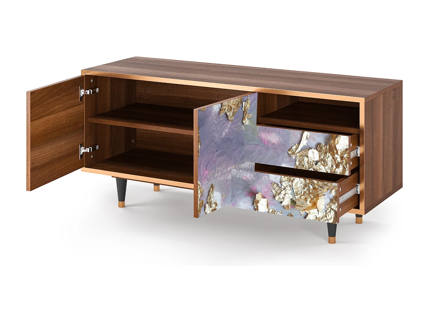 Meuble TV - 125х56х41 cm - T7 - Planet Earth, Noyer