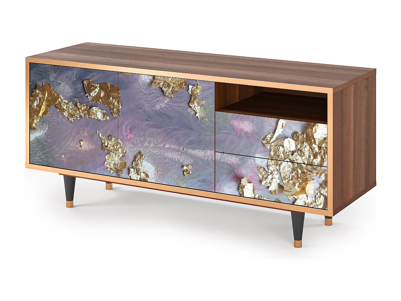 Meuble TV - 125х56х41 cm - T7 - Planet Earth, Noyer