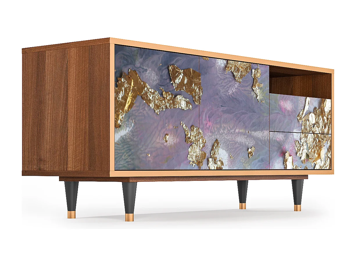 Meuble TV - 125х56х41 cm - T7 - Planet Earth, Noyer