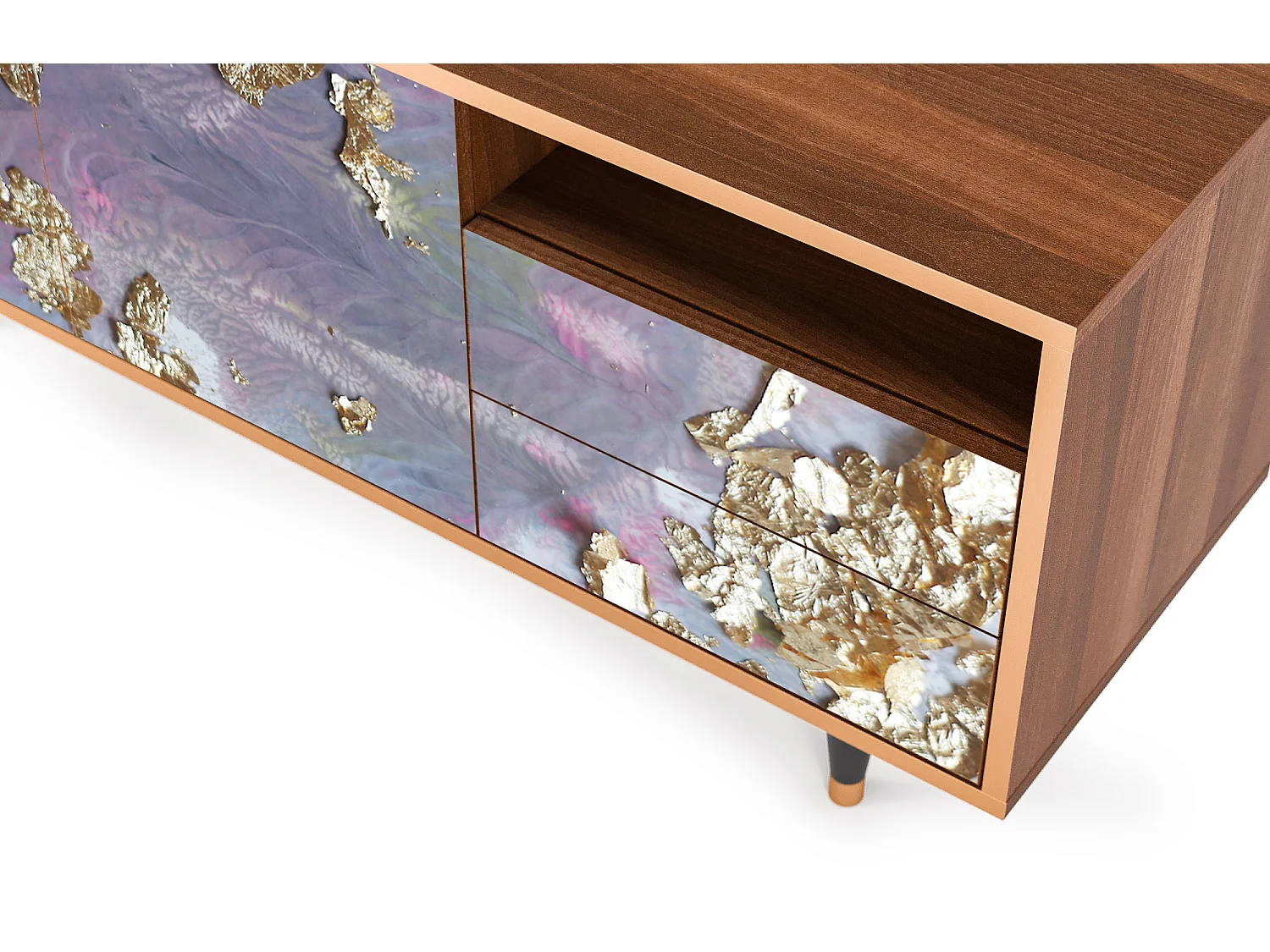 Meuble TV - 125х56х41 cm - T7 - Planet Earth, Noyer