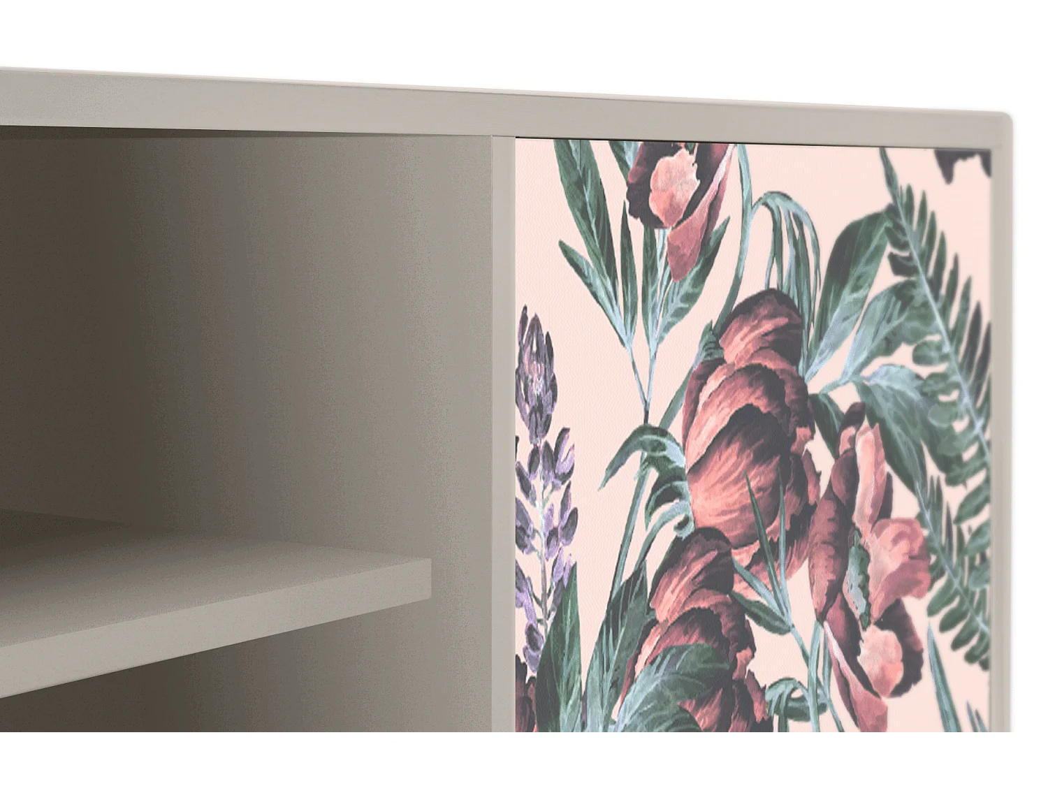 Szafka RTV - 170х69х48 cm - T2 - Peach Peonies, Piaskowy