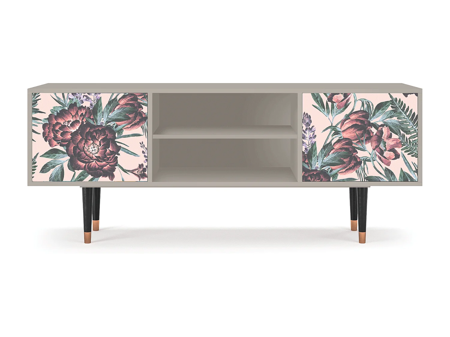 Szafka RTV - 170х69х48 cm - T2 - Peach Peonies, Piaskowy