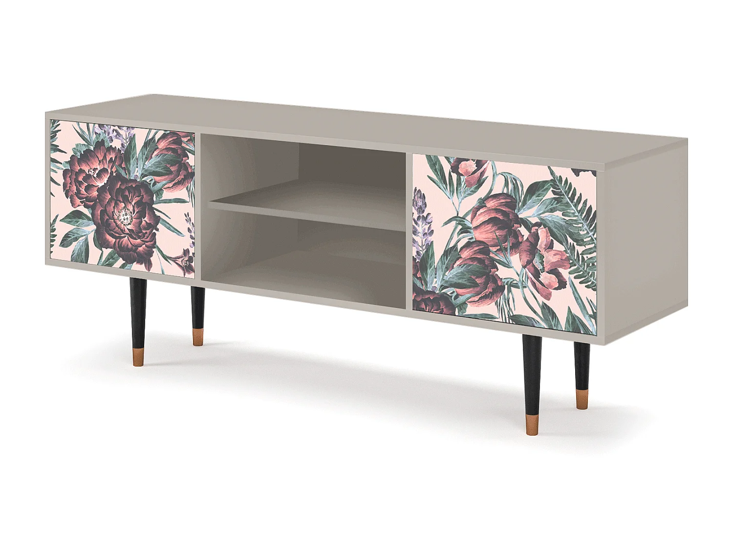 Szafka RTV - 170х69х48 cm - T2 - Peach Peonies, Piaskowy