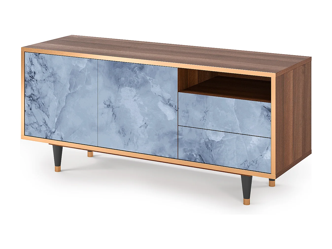 TV-meubel - 125х56х41 cm - T7 - Feather Ice, Walnoot