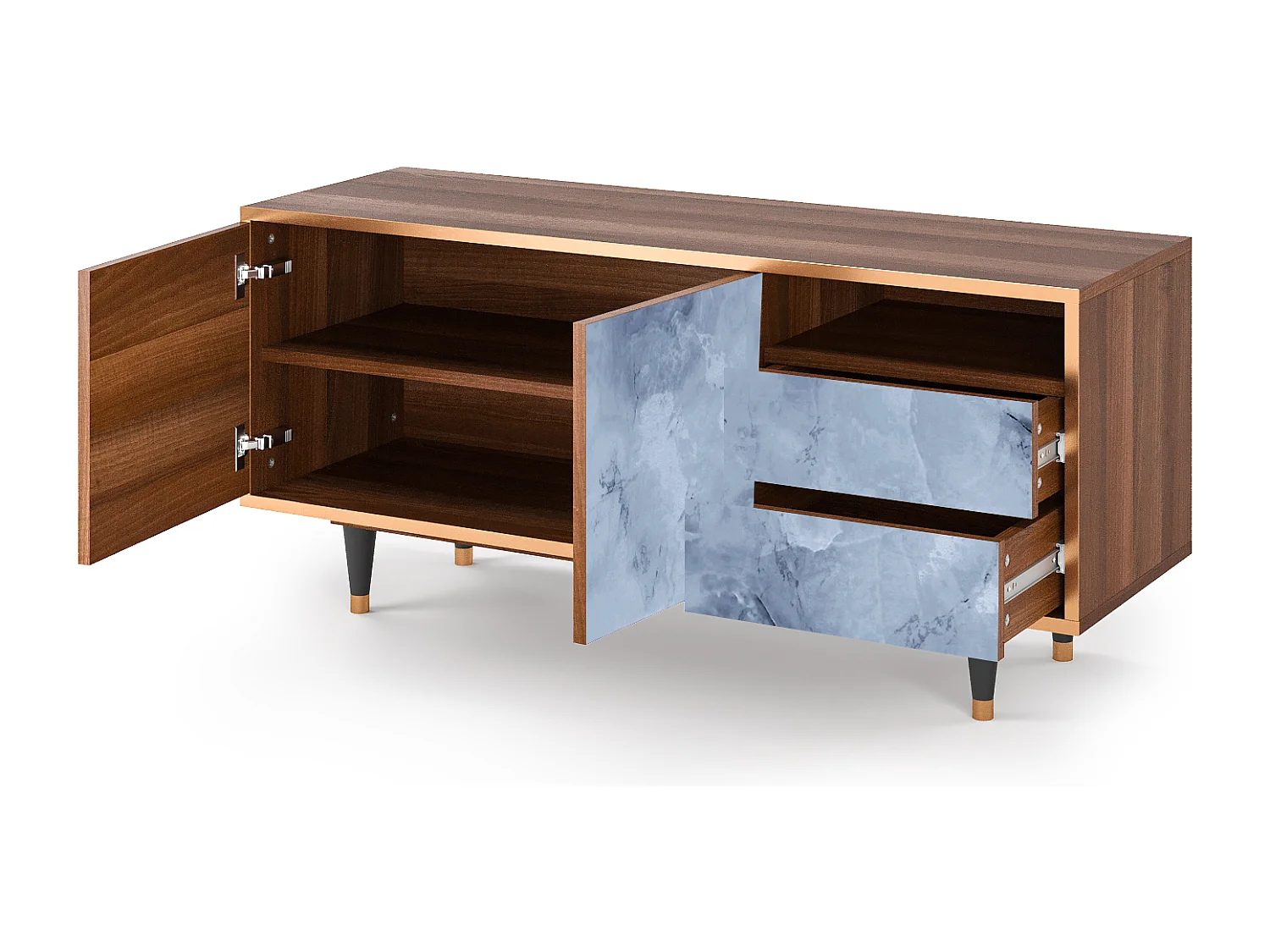 TV-meubel - 125х56х41 cm - T7 - Feather Ice, Walnoot