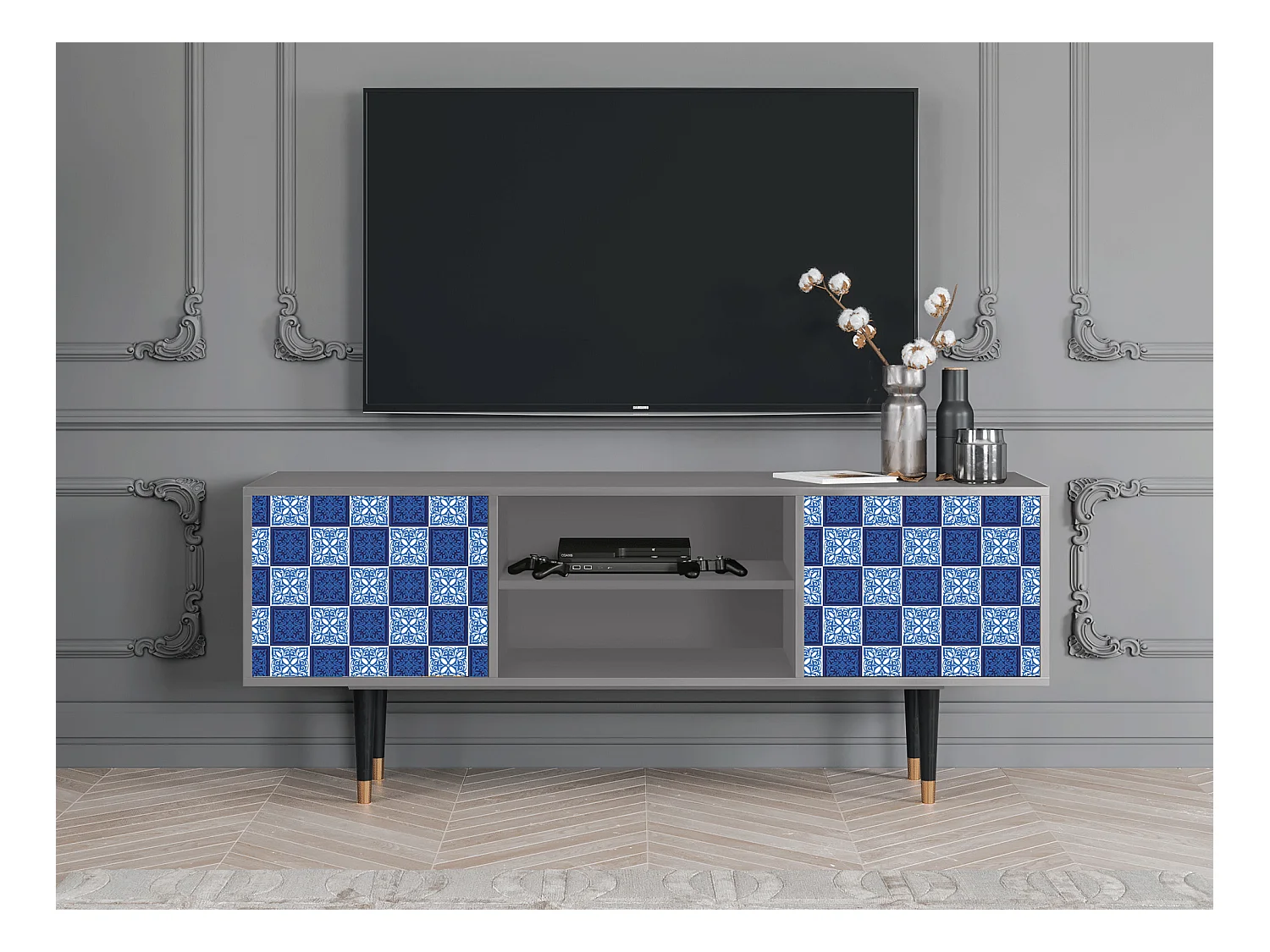 Meuble TV - 170х69х48 cm - T2 - Light Path, Gris