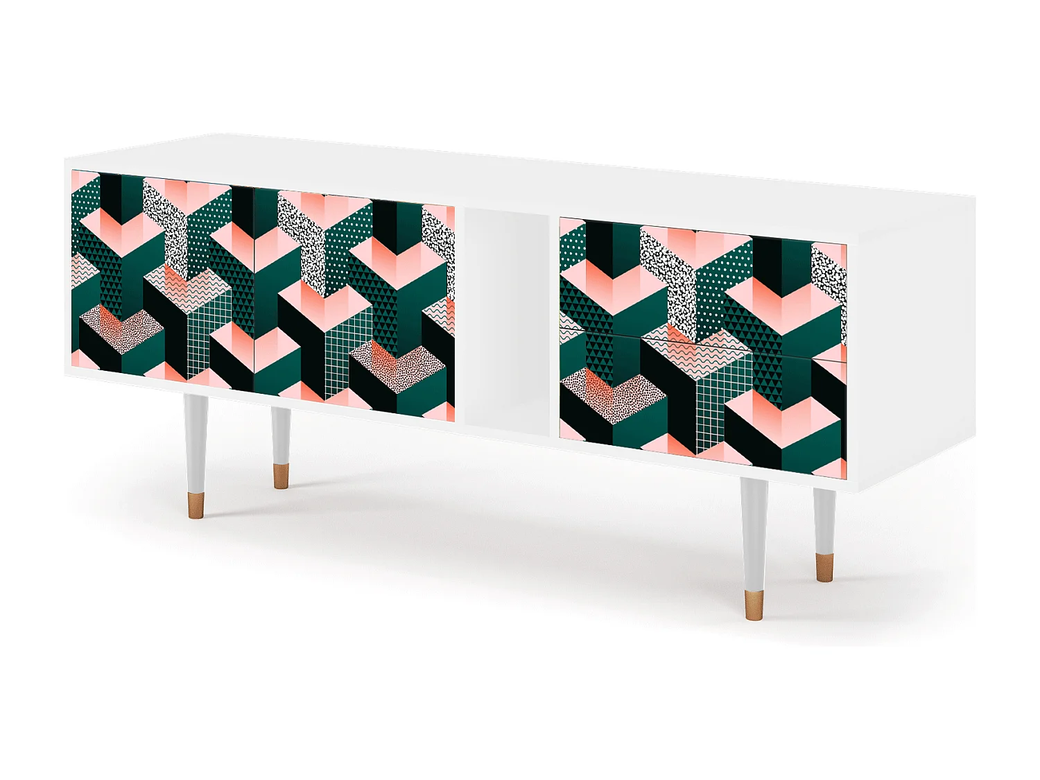 Mobile TV - 170х69х48 cm - T1 - Geometric Madness, Bianco