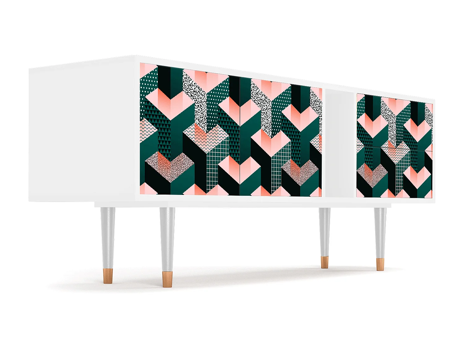 Meuble TV - 170х69х48 cm - T1 - Geometric Madness, Blanc