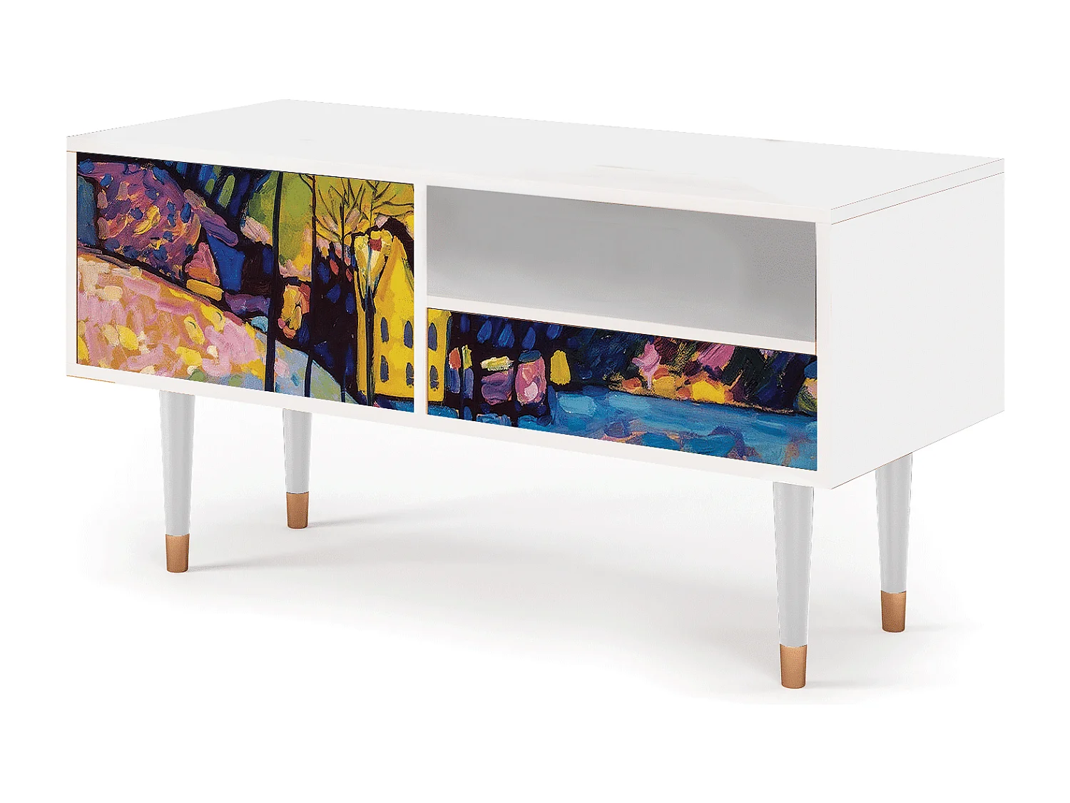 TV-Möbel - 115х59х48 cm - T3 - Winter Landscape, Weiß