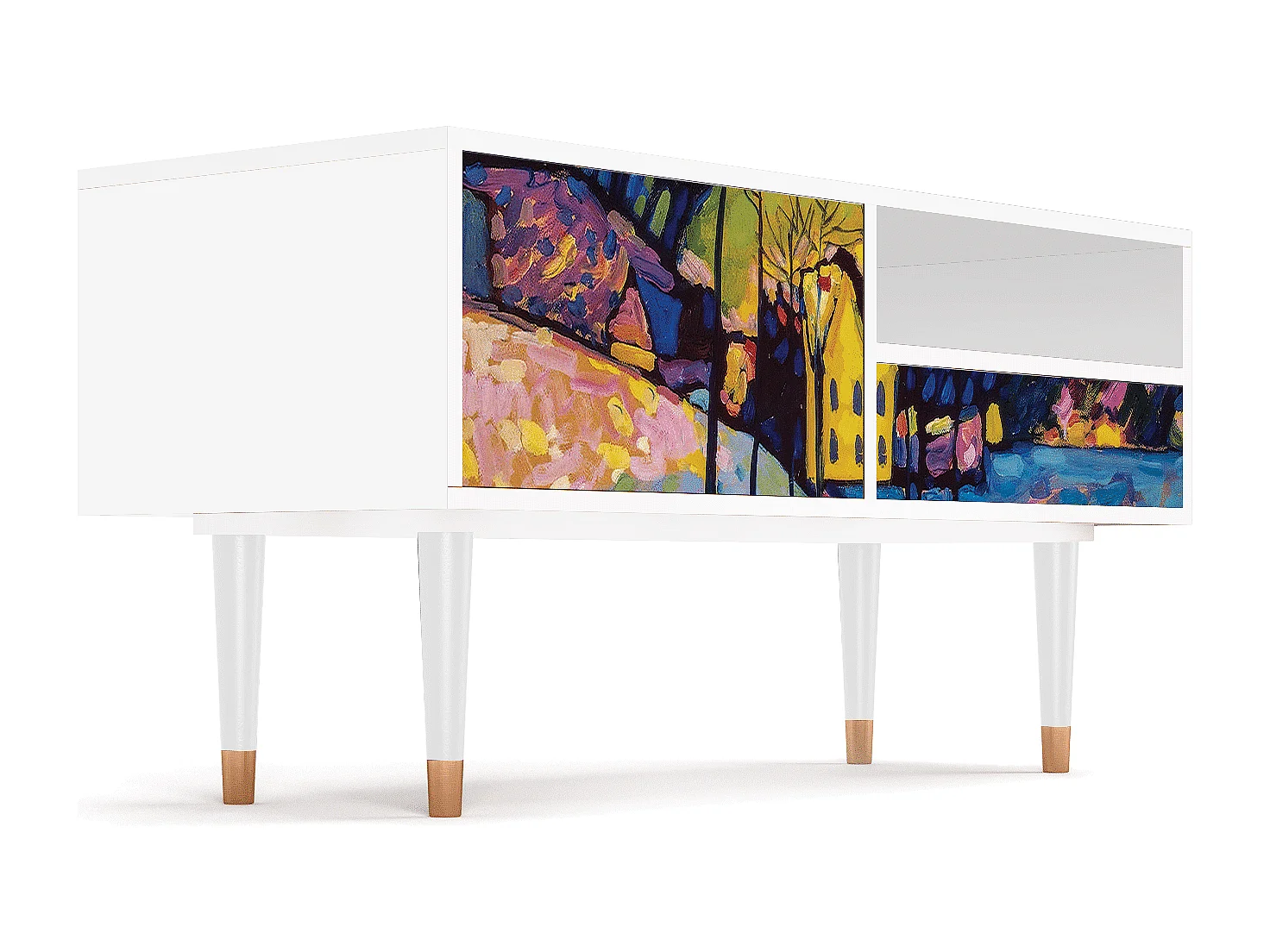 TV-Möbel - 115х59х48 cm - T3 - Winter Landscape, Weiß