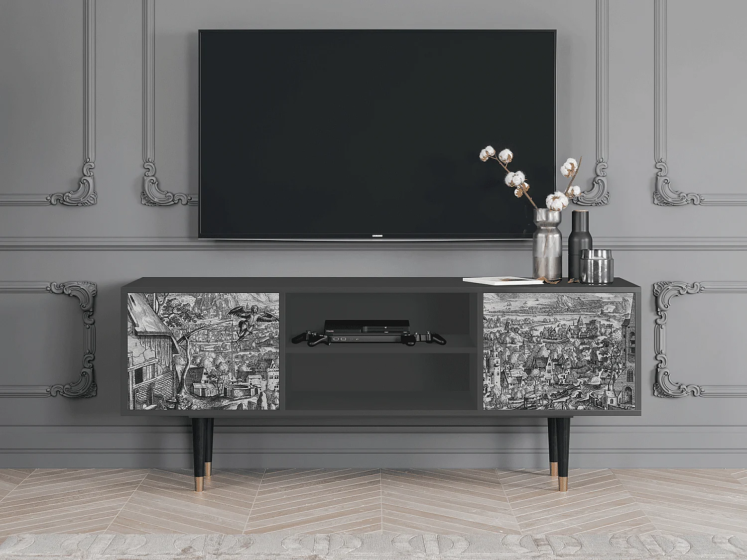 Mueble de TV - 170х69х48 cm - T2 - Departure, Antracita