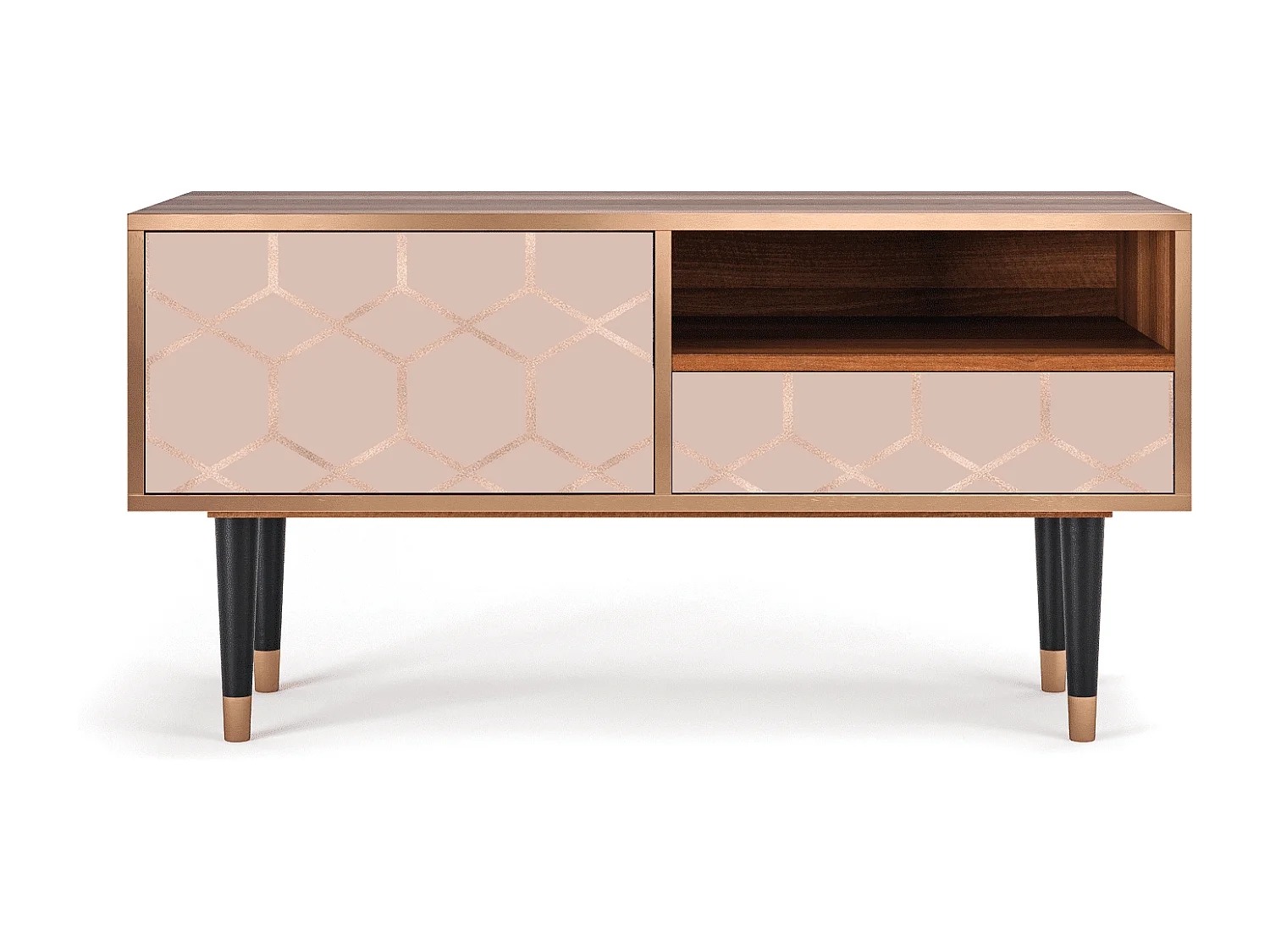 TV-Möbel - 115х59х48 cm - T3 - Rose Honeycomb, Walnuss