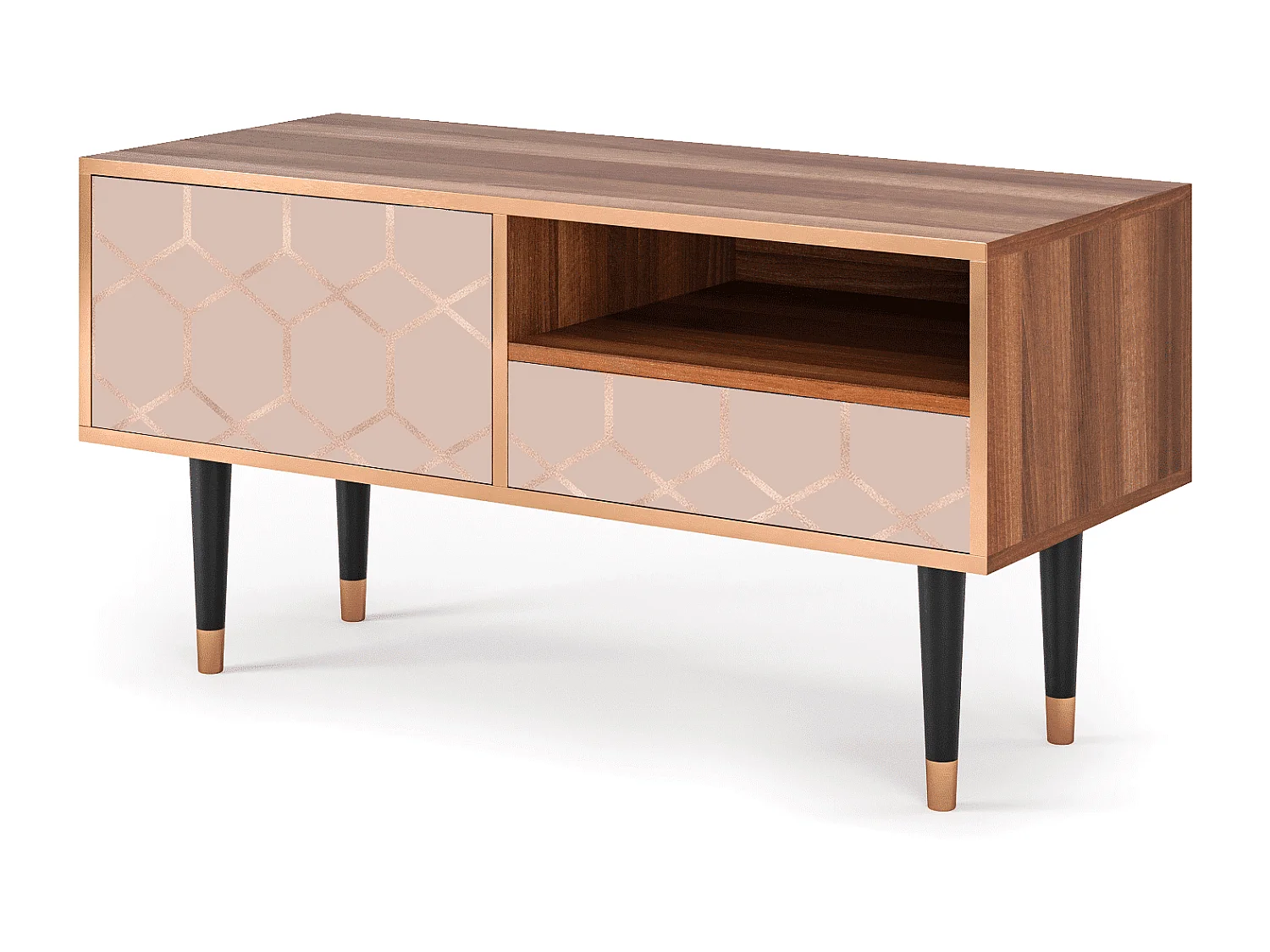 TV-Möbel - 115х59х48 cm - T3 - Rose Honeycomb, Walnuss