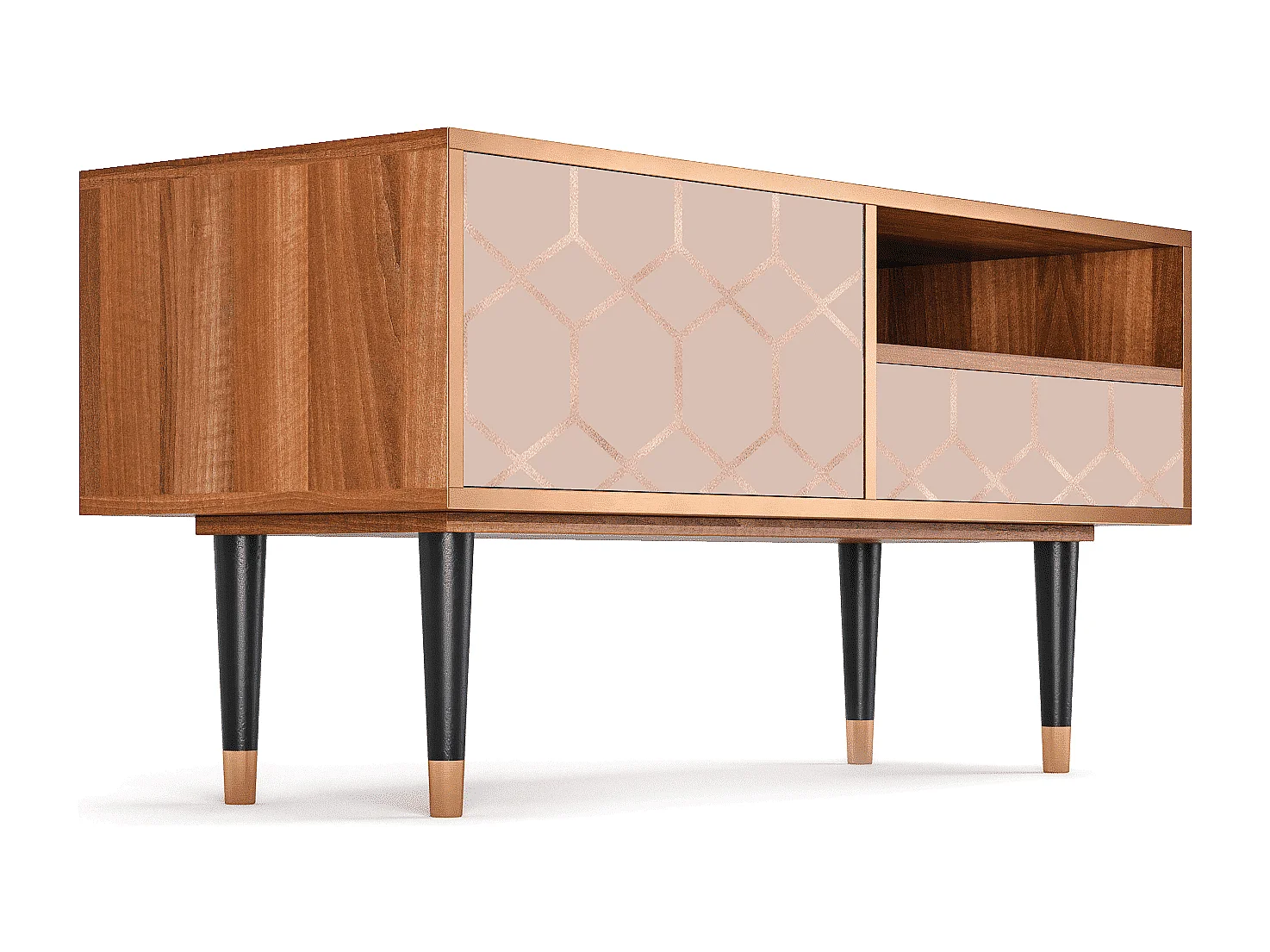 TV-Möbel - 115х59х48 cm - T3 - Rose Honeycomb, Walnuss