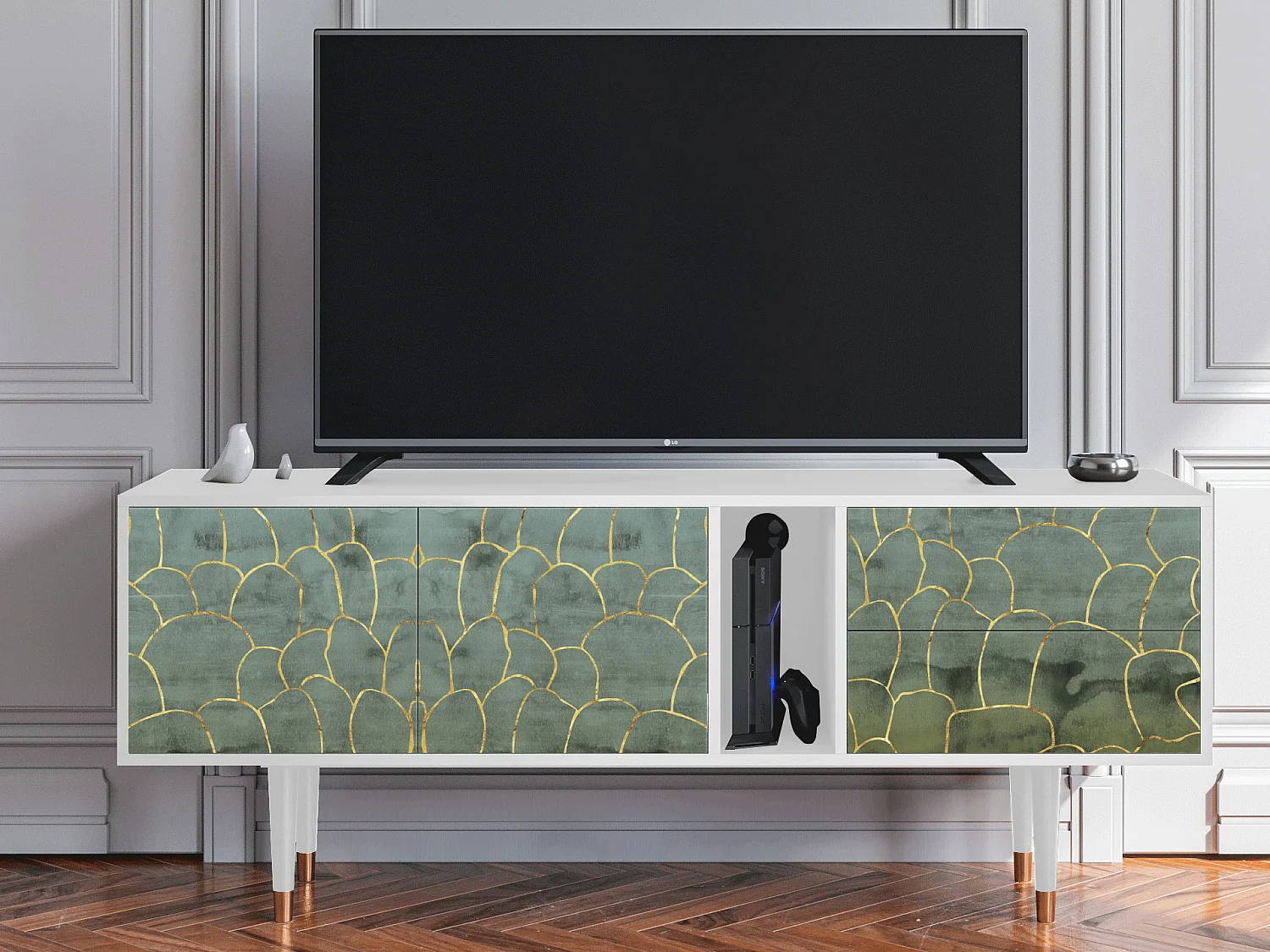 Meuble TV - 170х69х48 cm - T1 - Magnificent Water Lily, Blanc