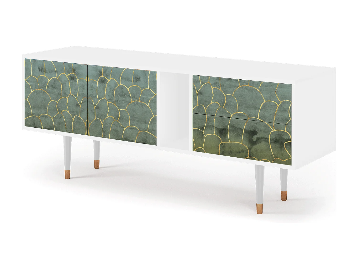 Meuble TV - 170х69х48 cm - T1 - Magnificent Water Lily, Blanc