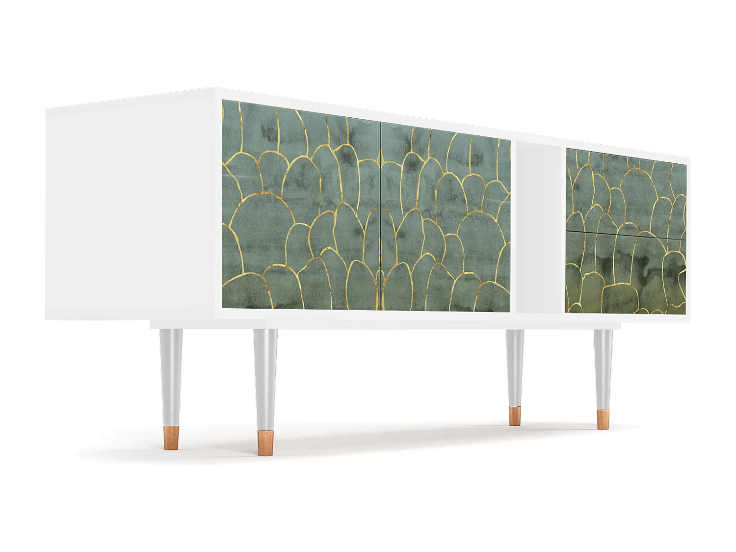 Meuble TV - 170х69х48 cm - T1 - Magnificent Water Lily, Blanc