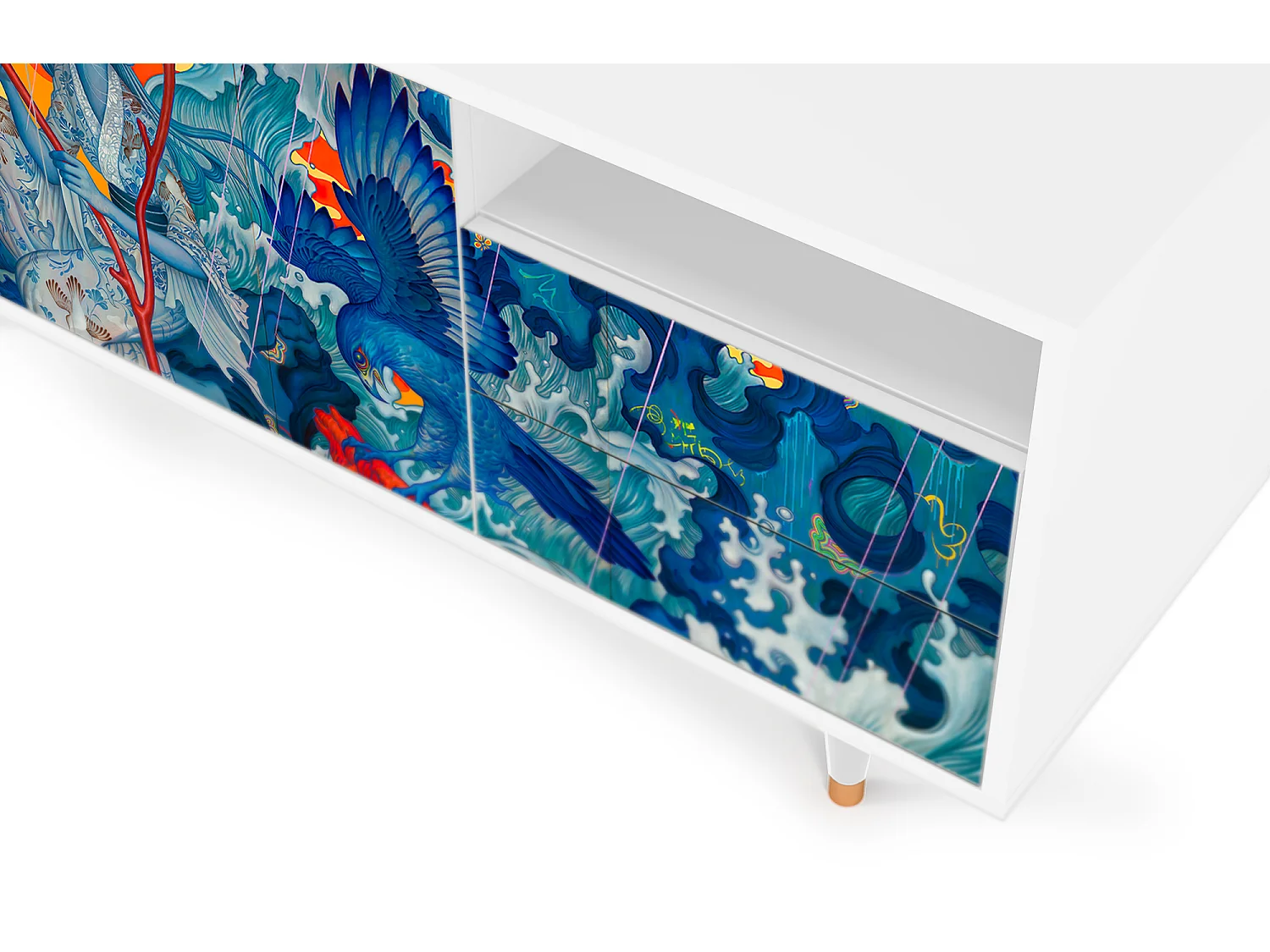 Meuble TV - 125х56х41 cm - T7 - The Girl - James Jean, Blanc