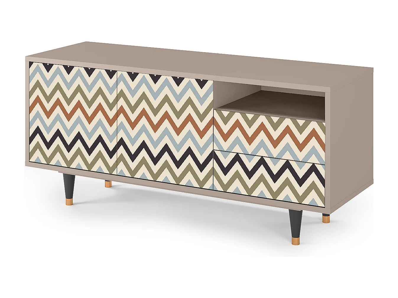 Meuble TV - 125х56х41 cm - T7 - Bright Ripple, Latte